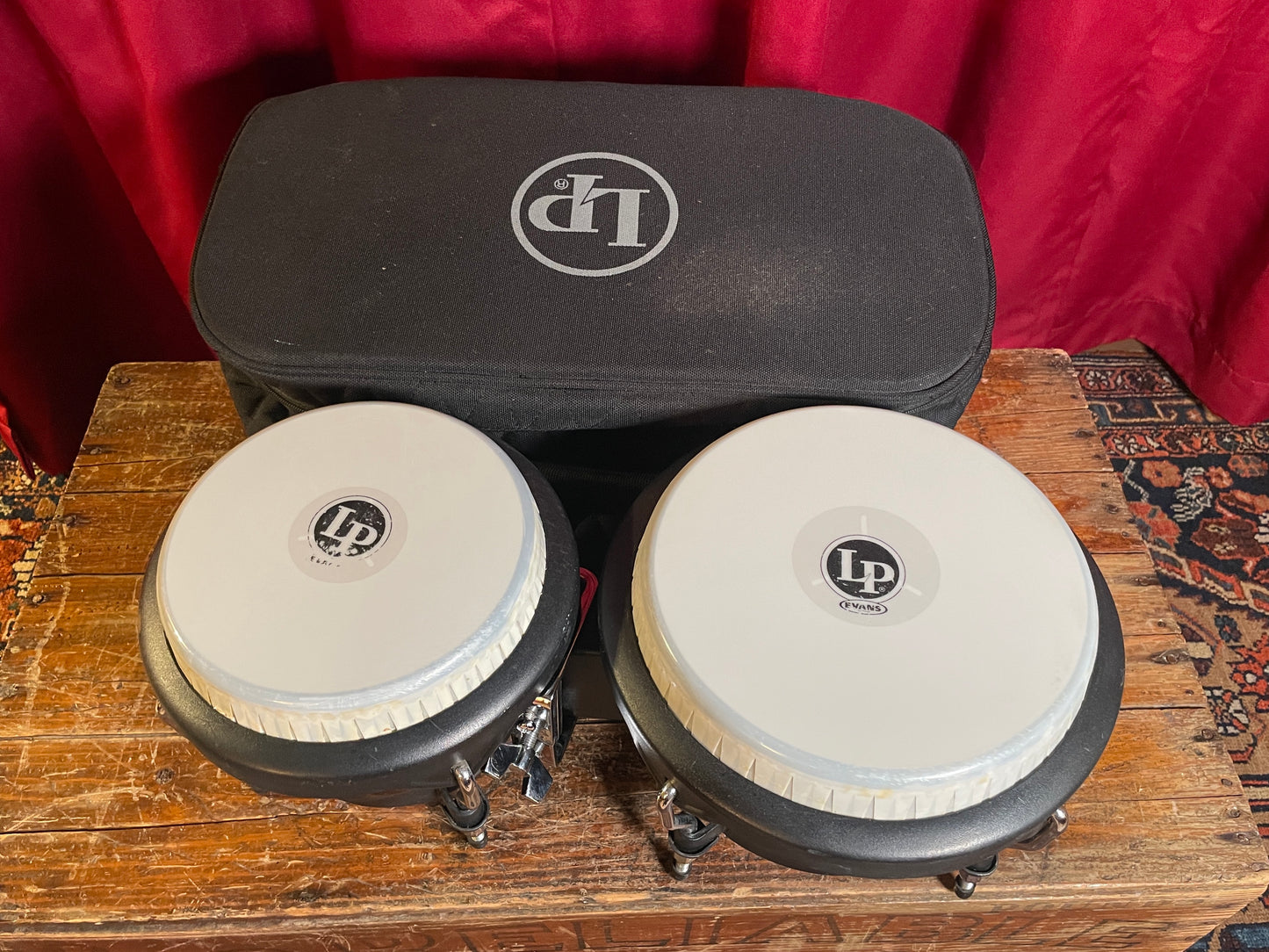 Toca 7 & 8-1/2" Players Series Fiberglass Bongos Black w/ LP Carrying Bag 4070BK