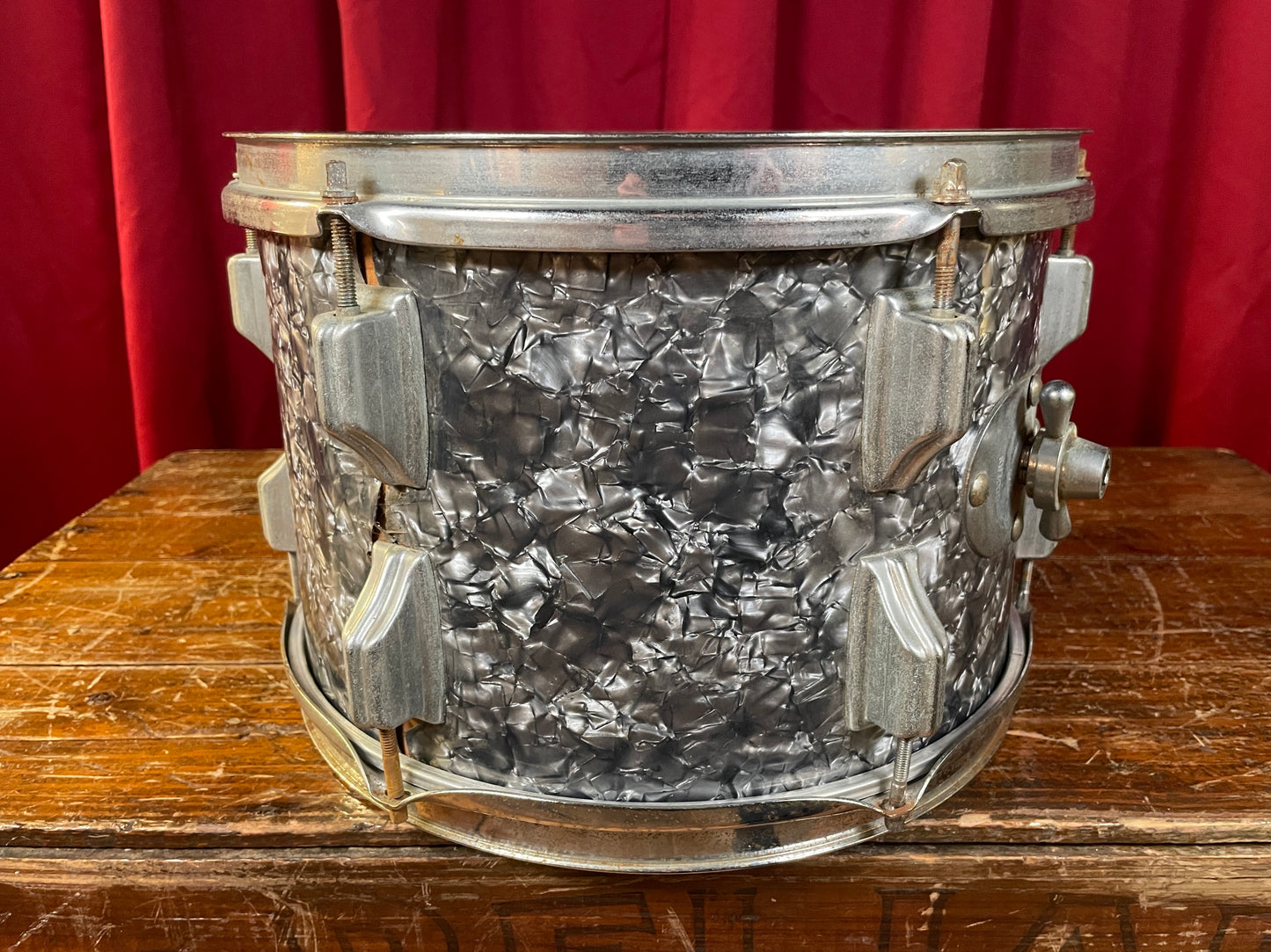 1960s Rogers Holiday 8x12 Tom Single Black Diamond Pearl Rewrap Cleveland