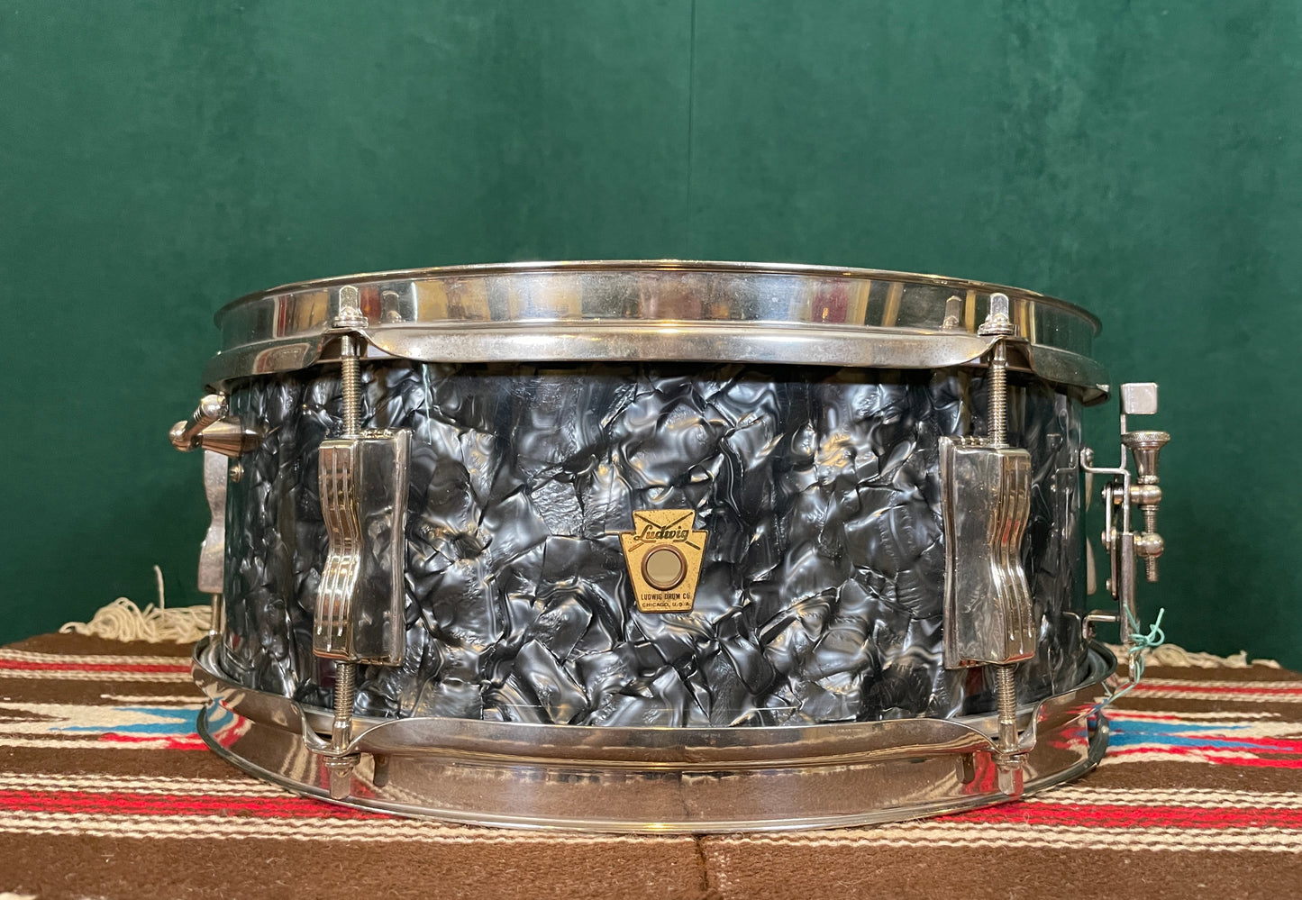 1963 Ludwig Pioneer 5x14 Pre-Serial Snare Drum Black Diamond Pearl