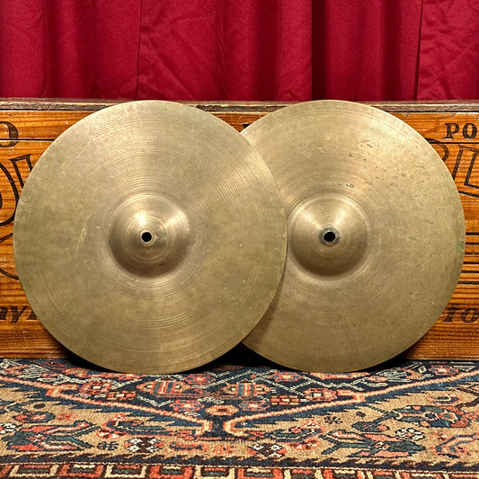 13" Zildjian A 1940s-50s Trans Stamp THIN Hi-Hat Cymbal Pair 466g/472g
