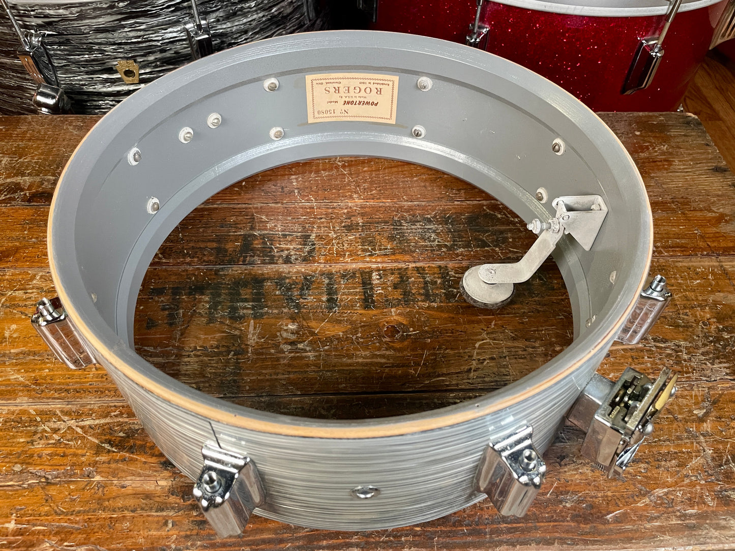1960s Rogers Powertone 5x14 Steel Gray Ripple Pearl Cleveland