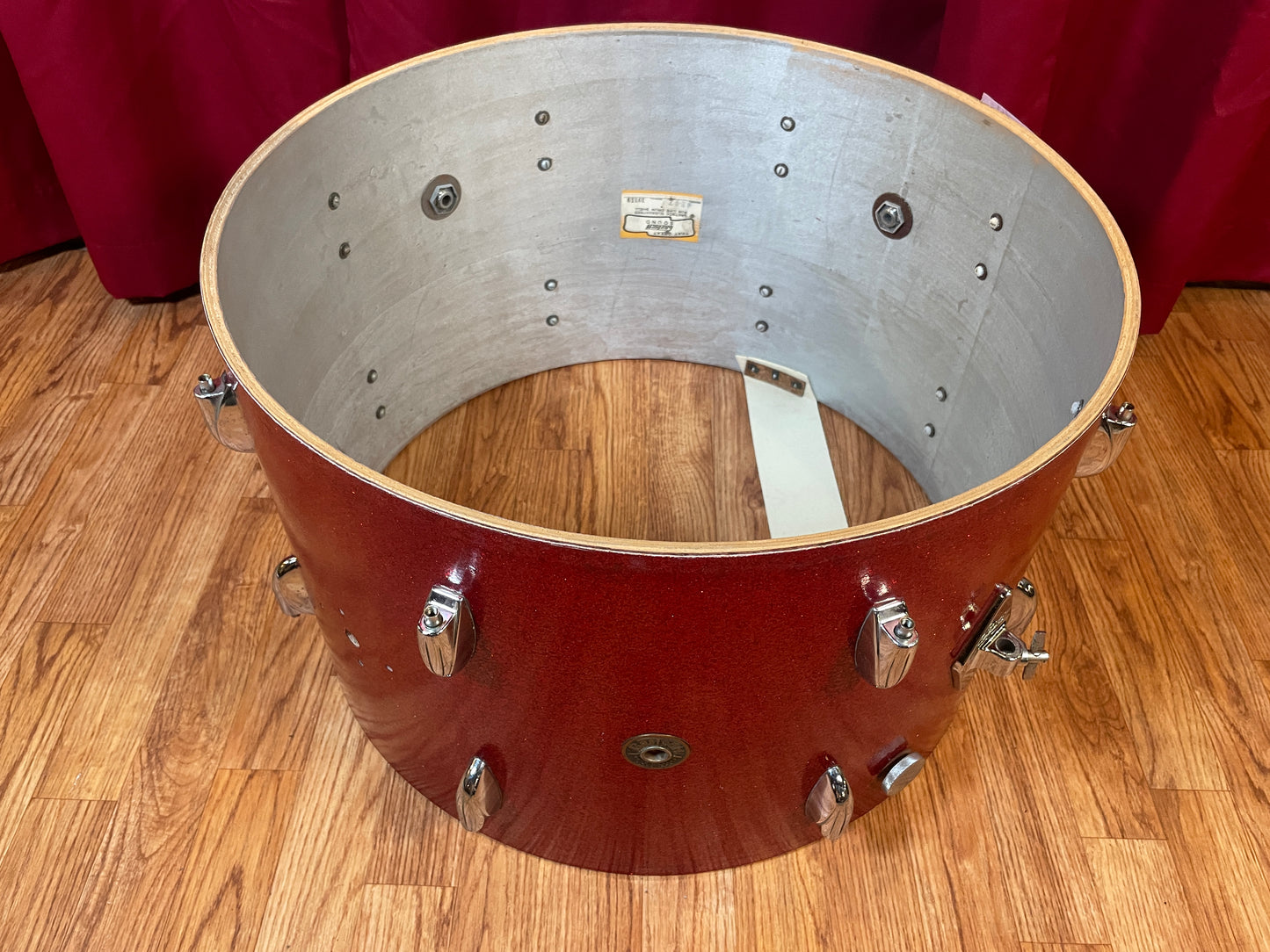 1960s Gretsch 14x22 No. 4247 Bass Drum Red Sparkle Round Badge