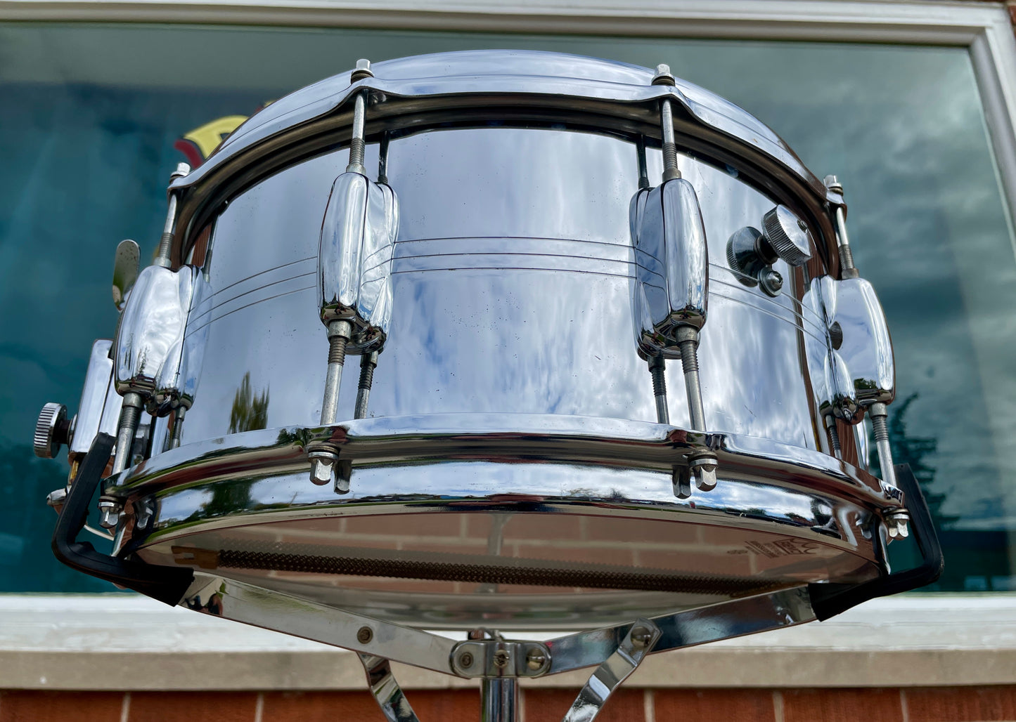 1970's Slingerland 10-Lug Gene Krupa 6.5x14 Chrome Over Brass Snare Drum