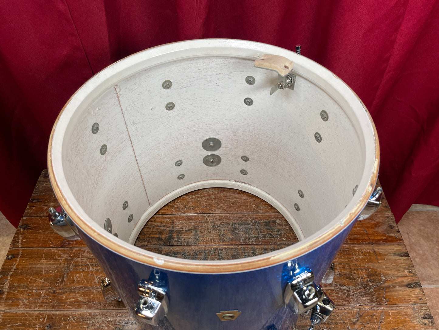 1965 Ludwig 14x14 Super Classic Down Beat Floor Tom Drum Blue Sparkle