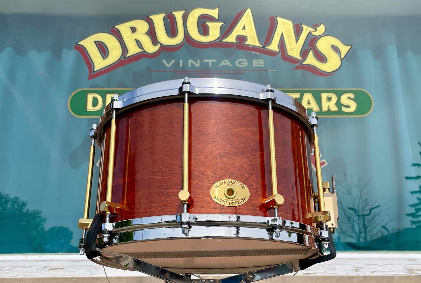 Noble & Cooley 8x14 Solid Maple Shell Snare Drum Amber Honey