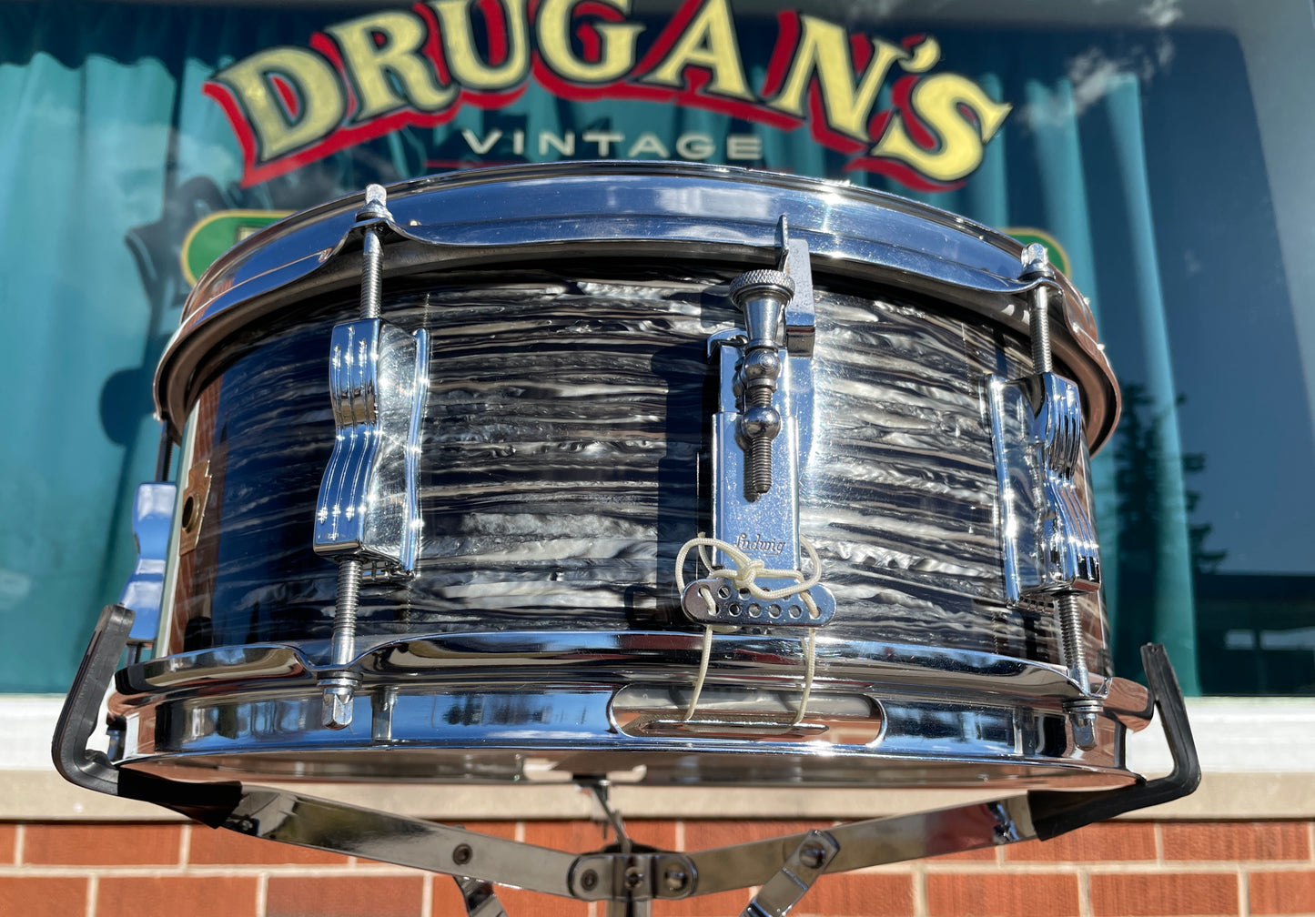 1966 Ludwig 5x14 No. 491 Pioneer Snare Drum Oyster Black Pearl Chrome