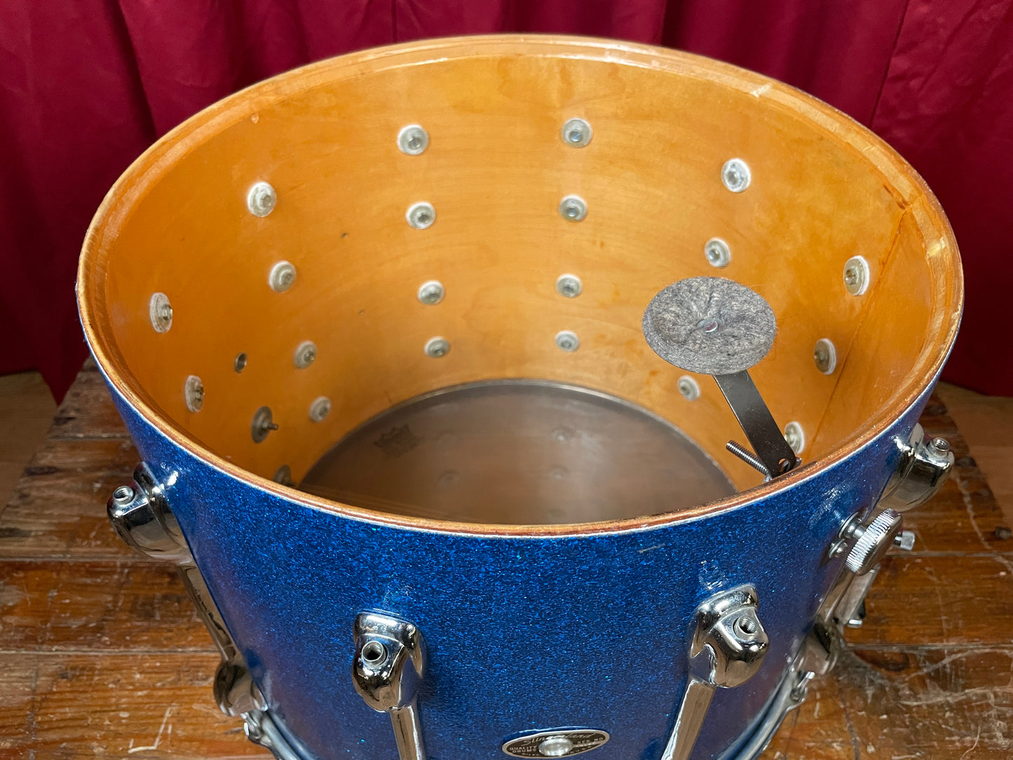 1970s Slingerland 12x15 Marching Snare Drum Blue Sparkle
