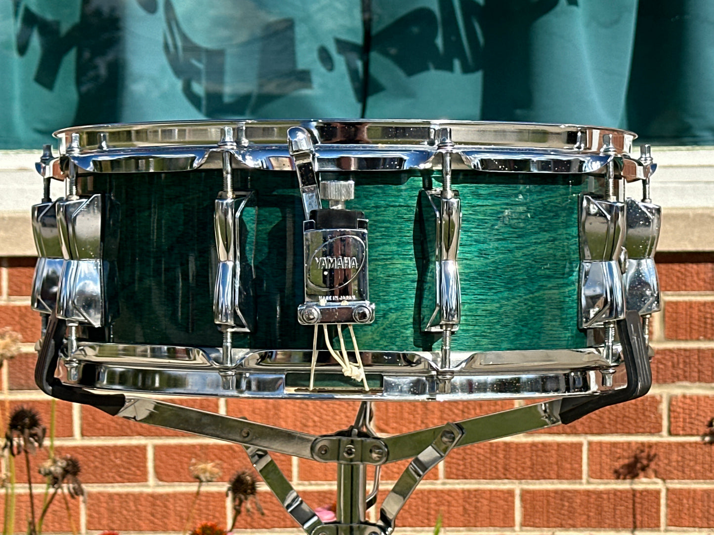 1994 Yamaha Birch Custom 5.5x14 Snare Drum Deep Aqua BSD-095 MIJ