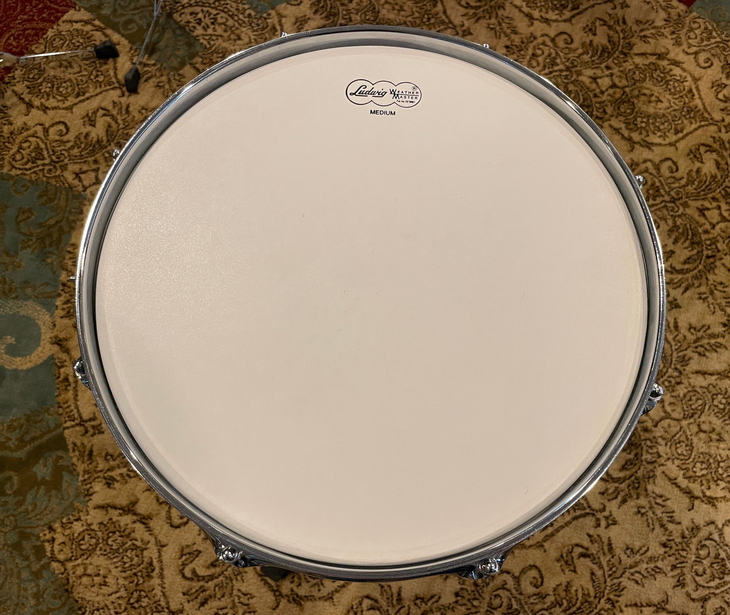 1966 Ludwig No. 908P Jazz Festival 5x14 Snare Drum Oyster Blue Pearl