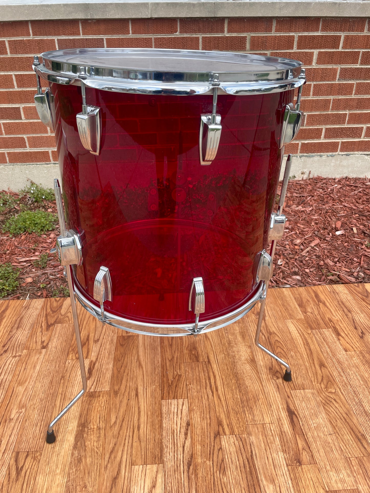 1970s Ludwig Vistalite 16x16 Floor Tom Drum Red