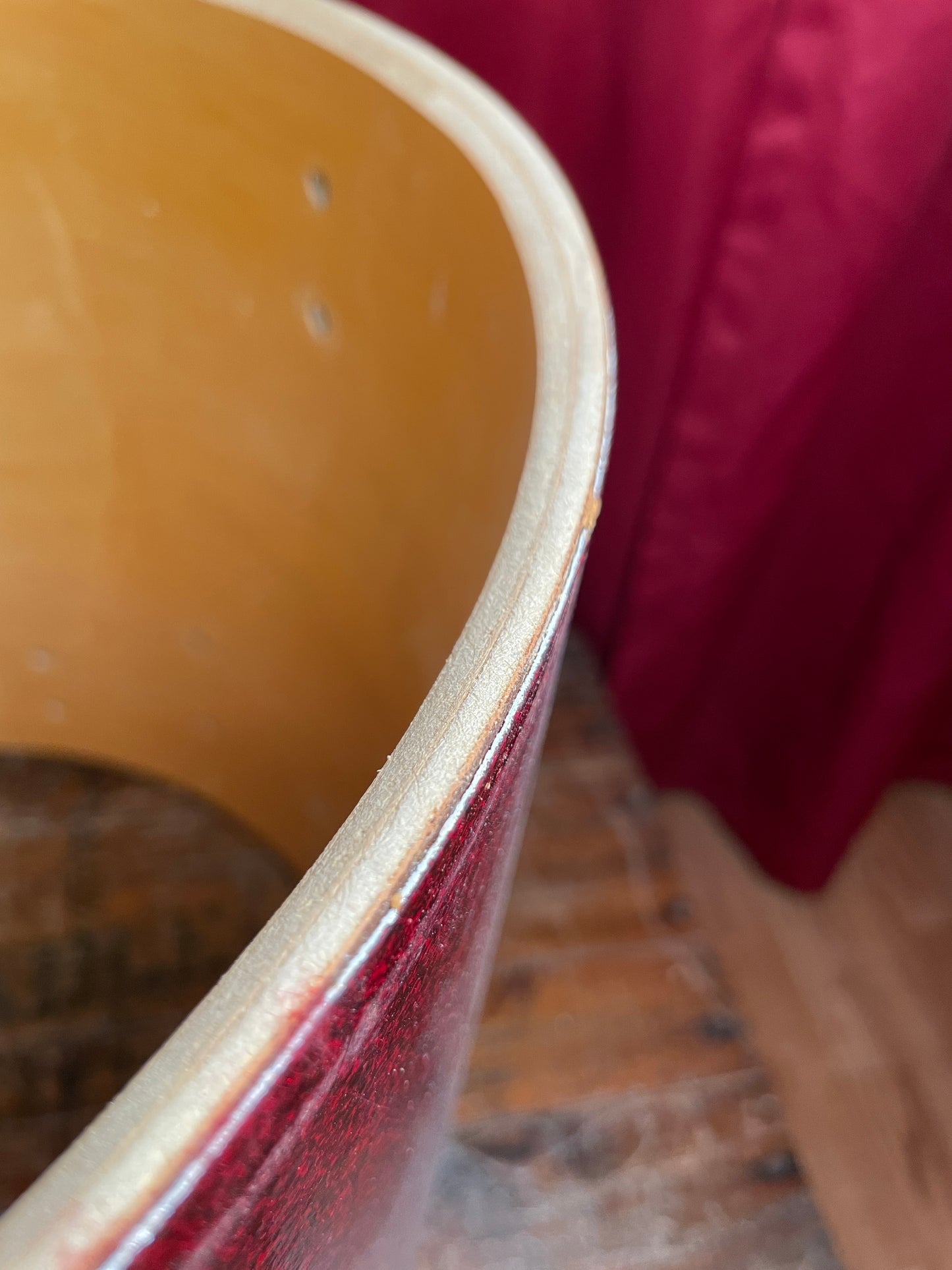 1970s Slingerland 16x18 Floor Tom Drum Shell Red Sparkle 5-Ply