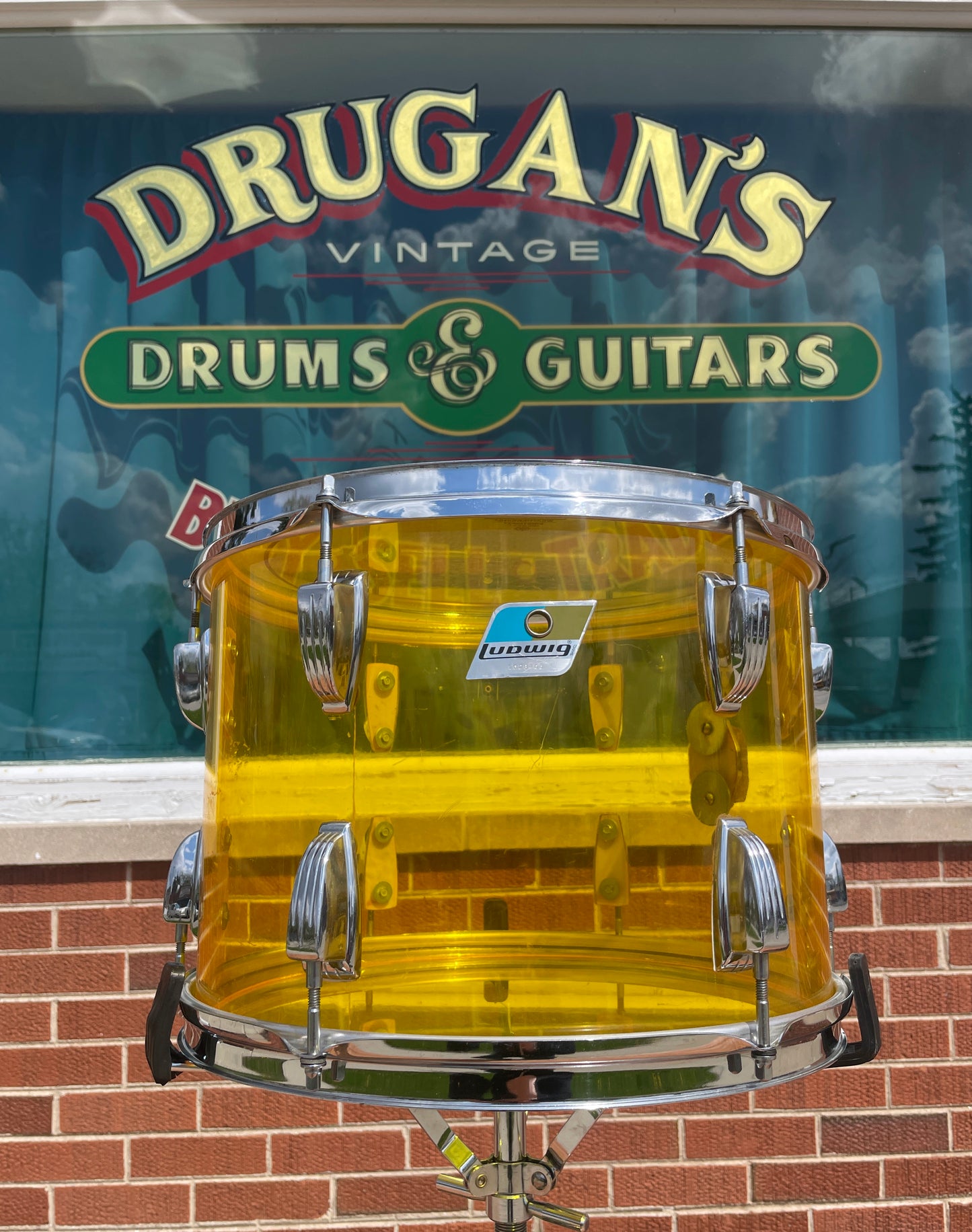 1970s Ludwig Vistalite 10x14 Tom Drum Yellow