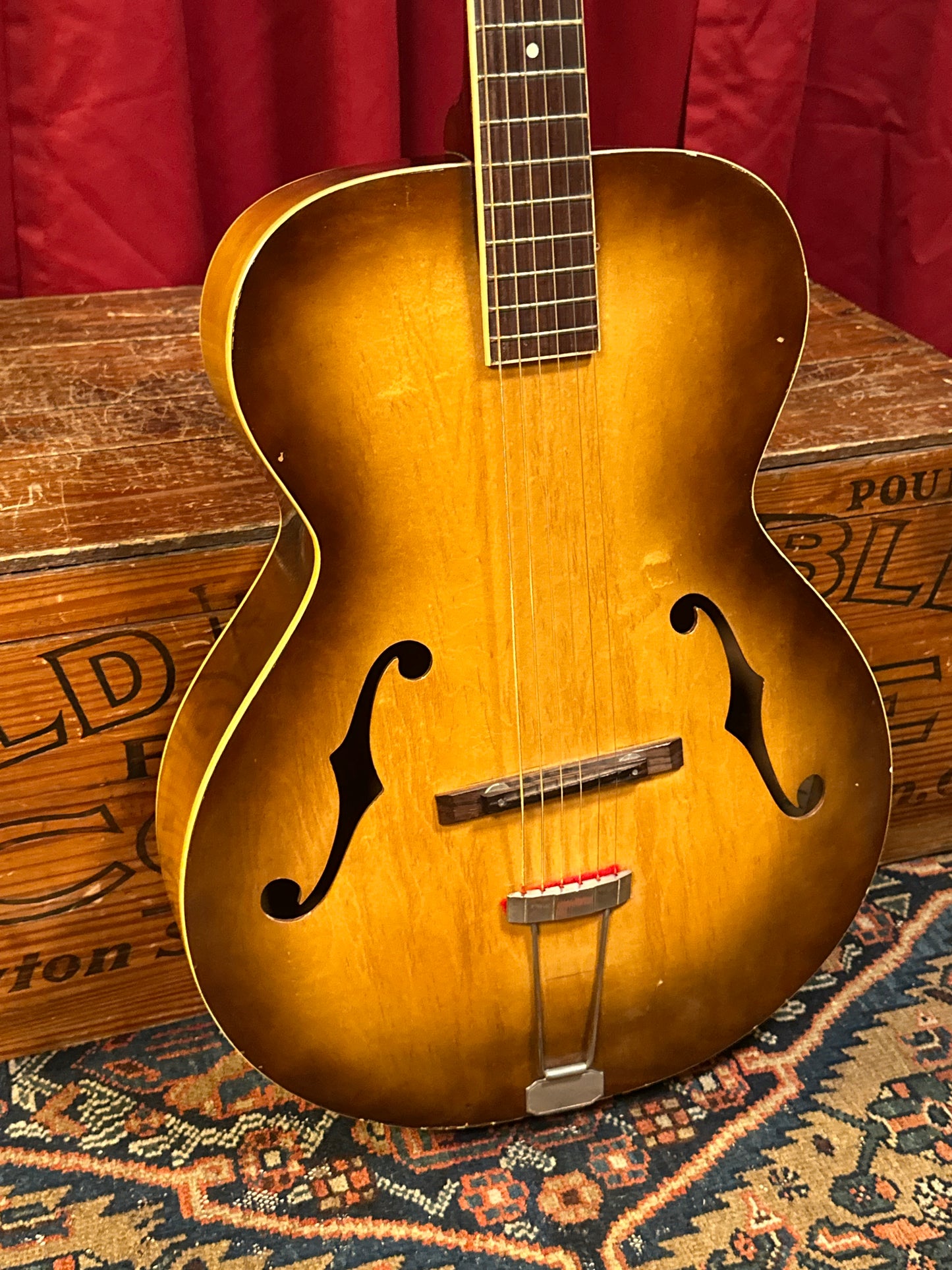 1950s Silvertone 6887 Archtop Acoustic Guitar Natural Burst w/ Gig Bag