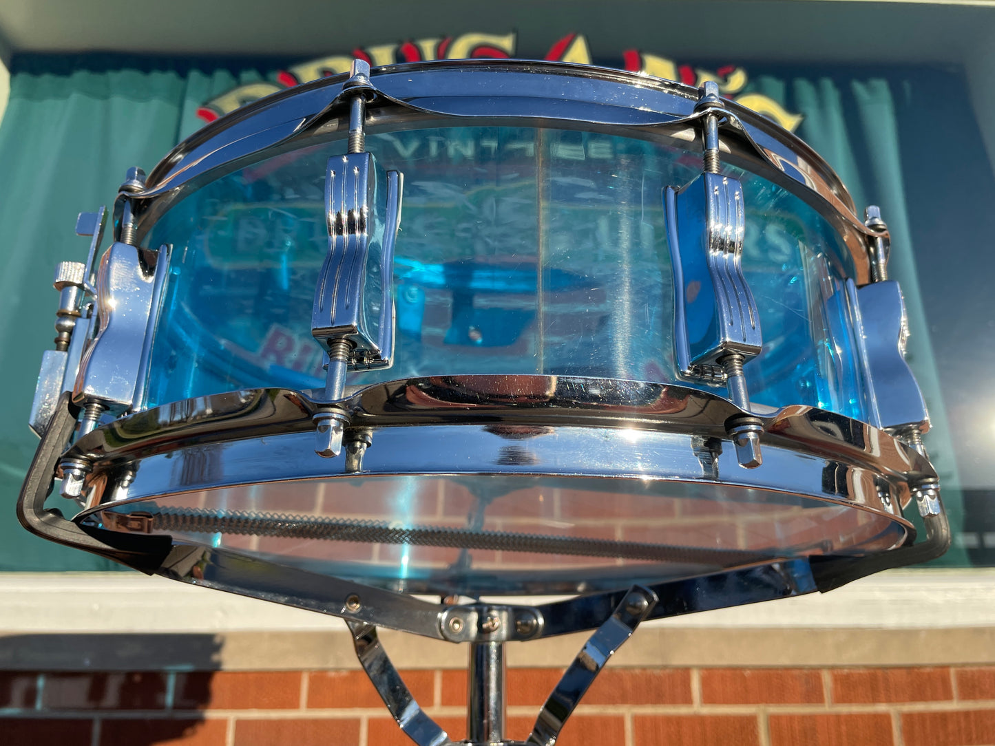 1970s Ludwig 5x14 Blue Vistalite Snare Drum
