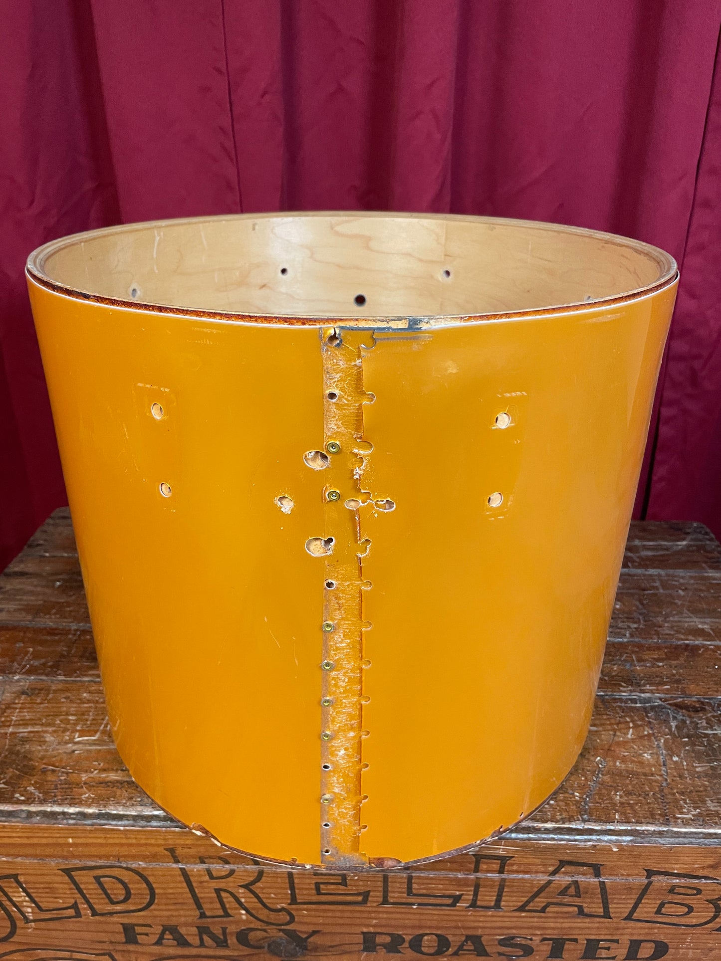 1980s Ludwig 14x16 Concert Tom Drum Shell Gold Silk 6-Ply #1