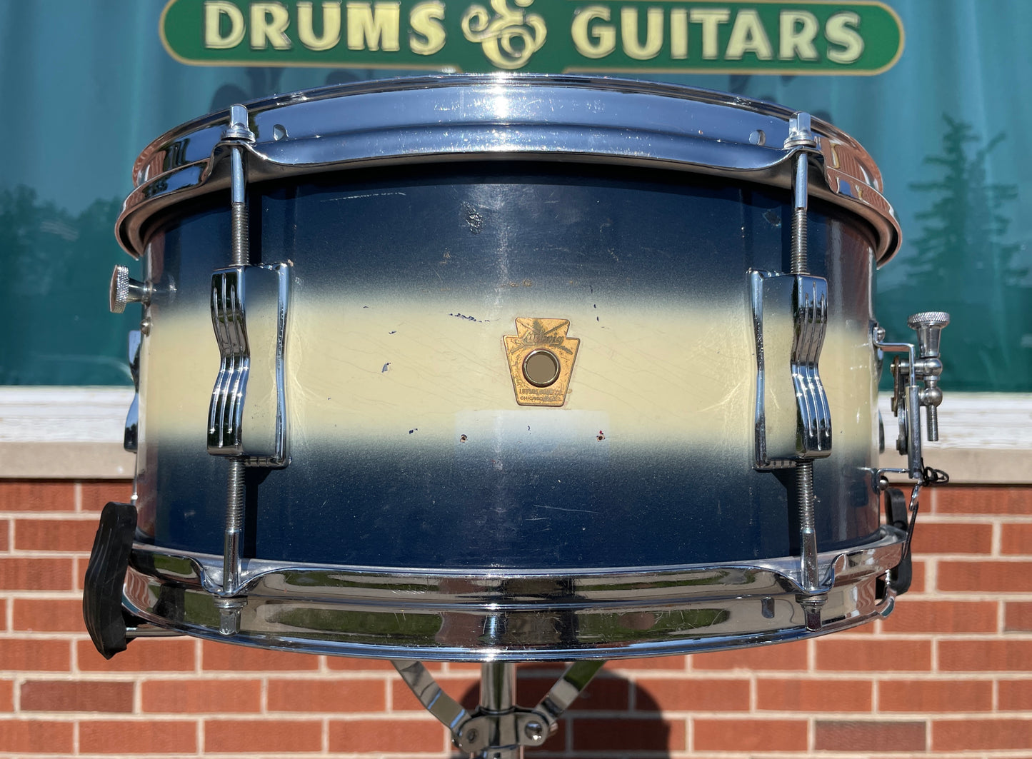 1961 Ludwig 6.5x14 Auditorium Snare Drum Blue/White Duco COB