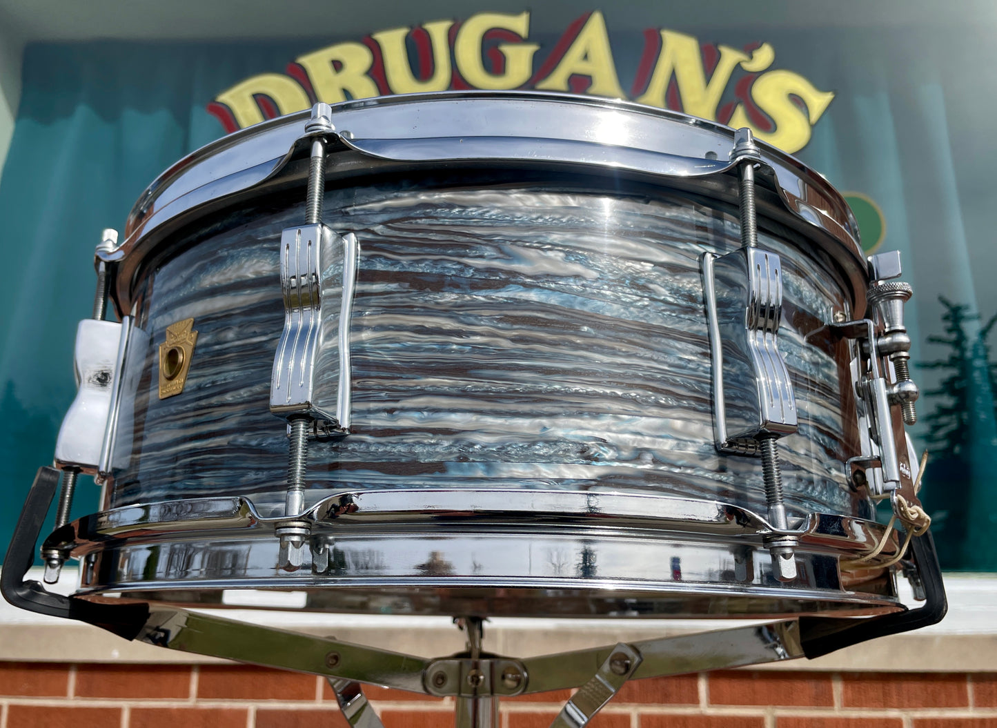 1966 Ludwig No. 908P Jazz Festival 5x14 Snare Drum Oyster Blue Pearl