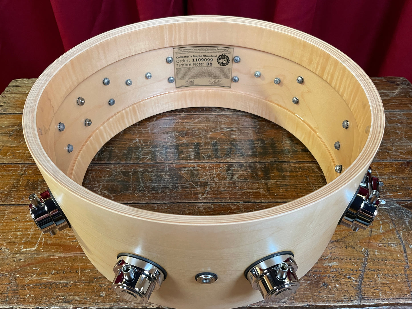 DW Collector's Series Maple Standard 6x14 Snare Natural Satin Oil Drum Workshop