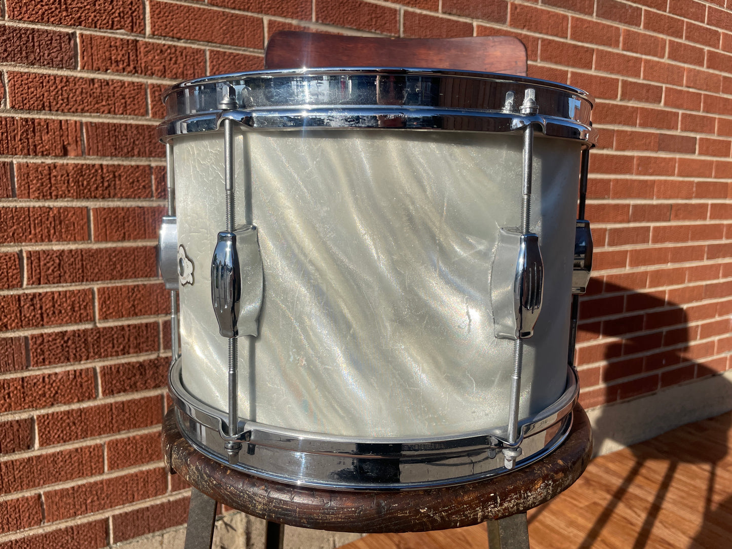 1960s Camco 8x12 Tom Drum White Moire / Satin Flame