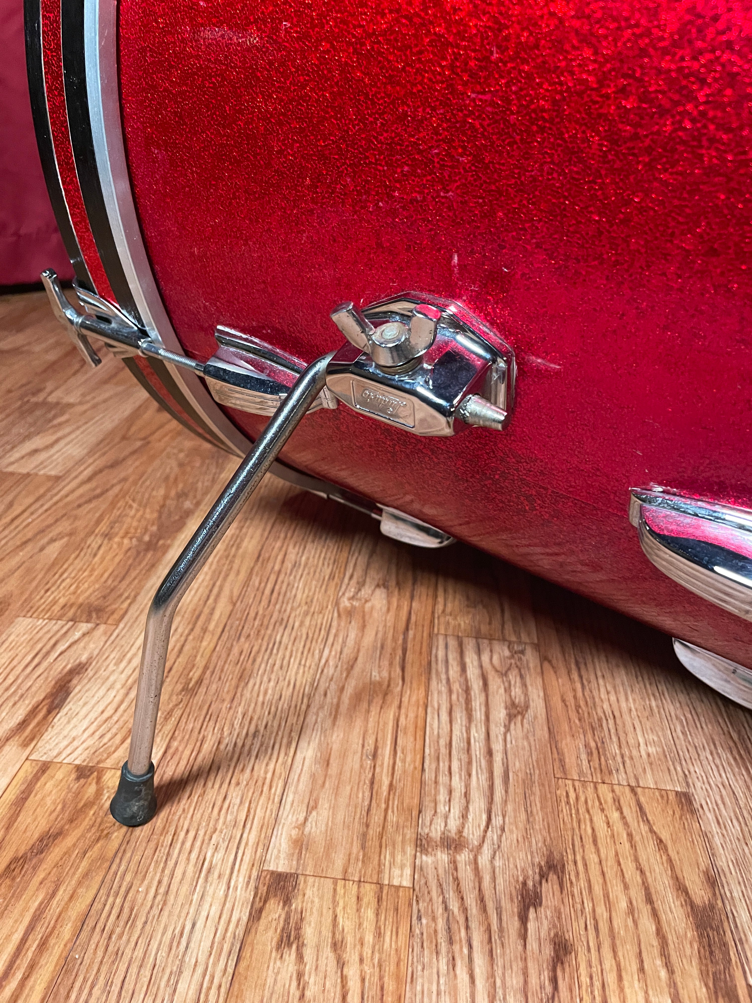 1960s Ludwig 14x20 Downbeat Bass Drum Red Sparkle – Drugan's
