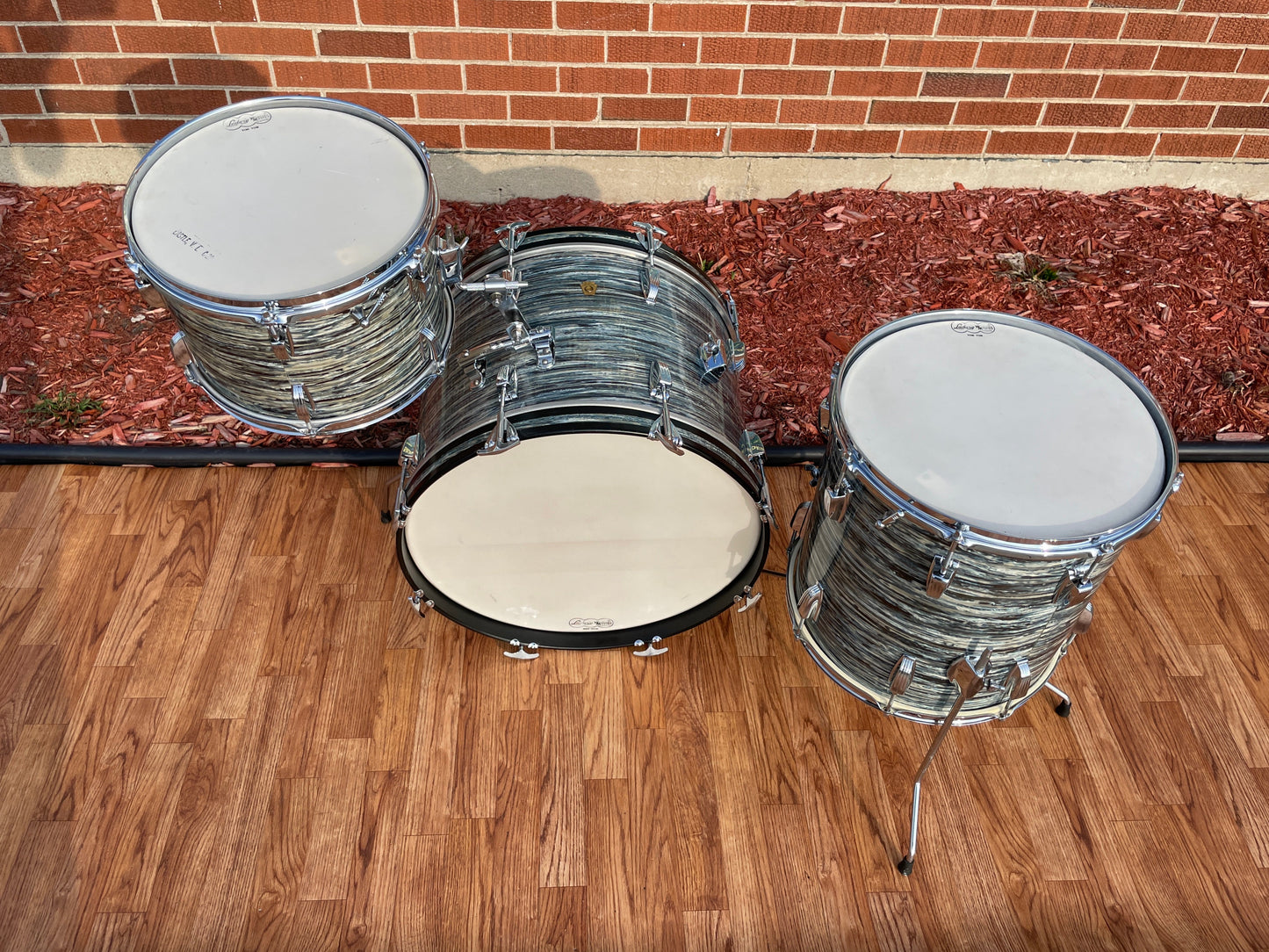 1965 Ludwig Downbeat Drum Set Oyster Blue Pearl 20/12/14 COB