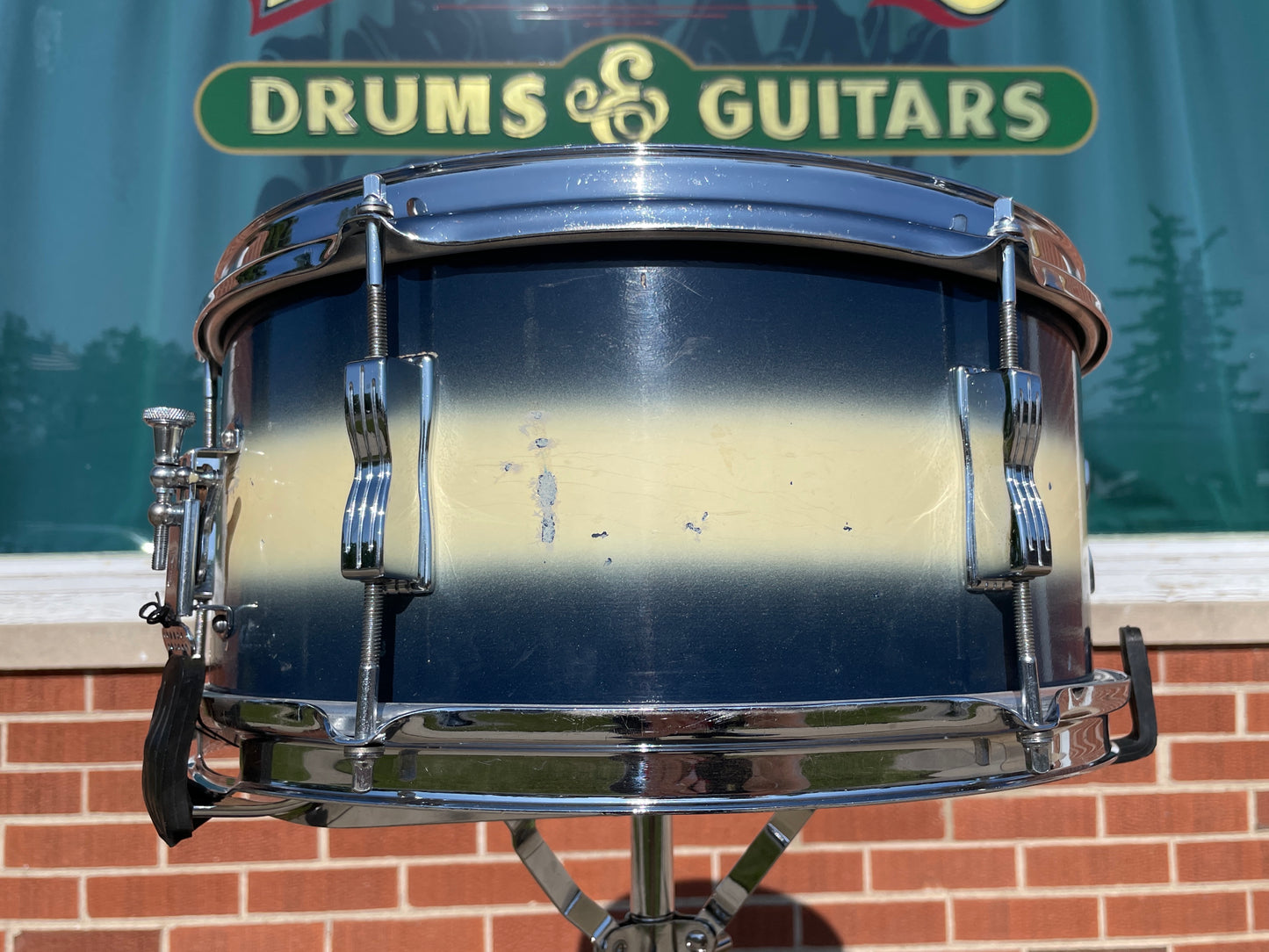 1961 Ludwig 6.5x14 Auditorium Snare Drum Blue/White Duco COB