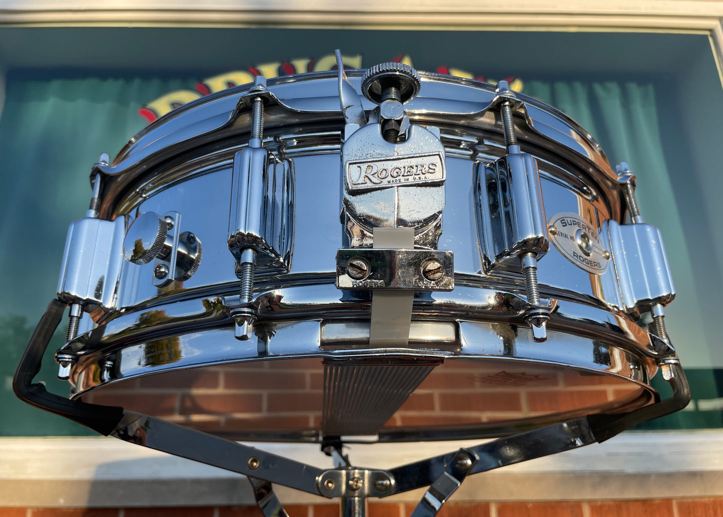 1970s Rogers SuperTen Script Logo 5x14 Snare Drum Steel No. 53-2514 Super Ten 10