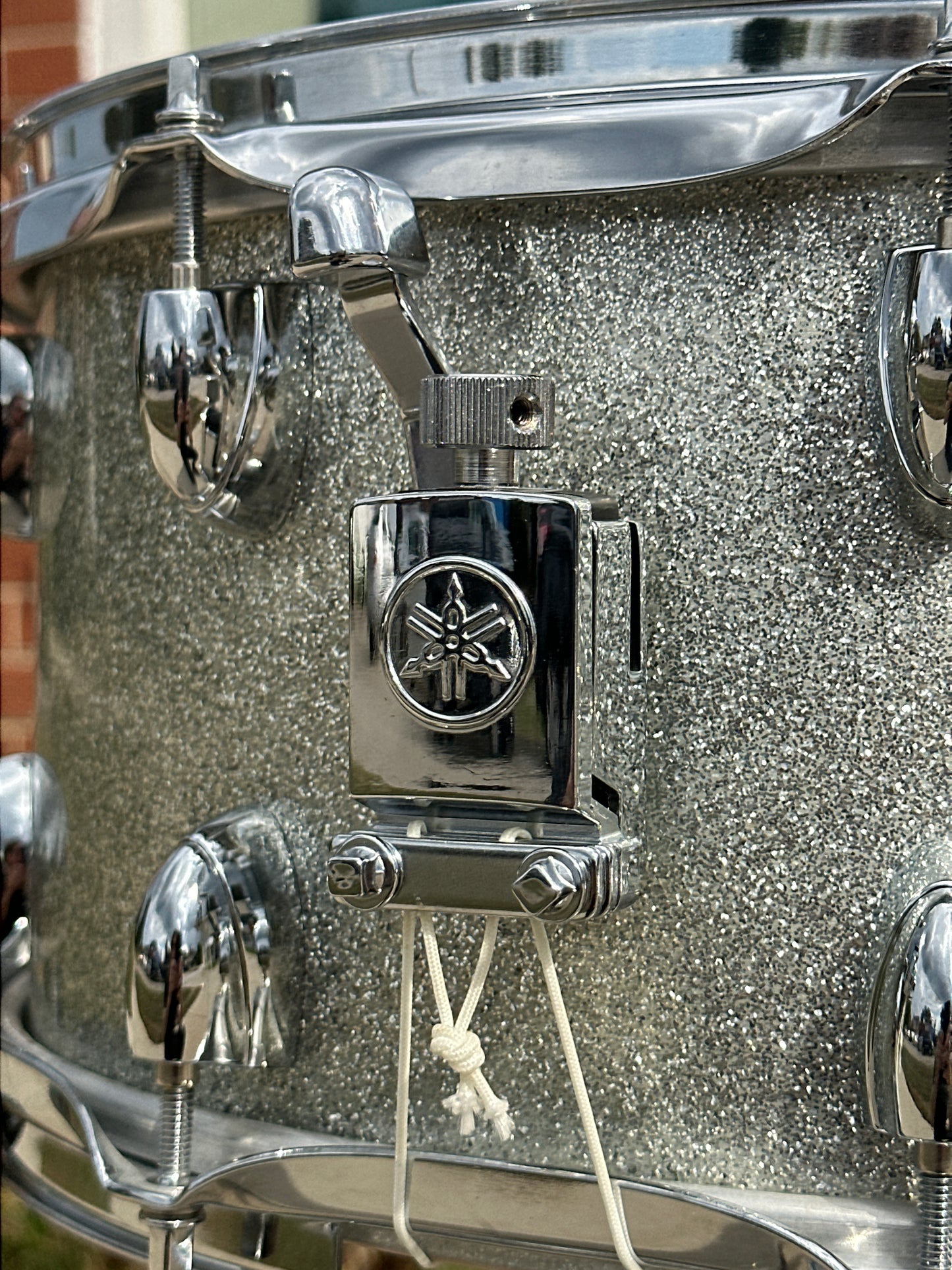 2007 Yamaha Oak Custom 7x14 Snare Drum Silver Sparkle MIJ NSD087A