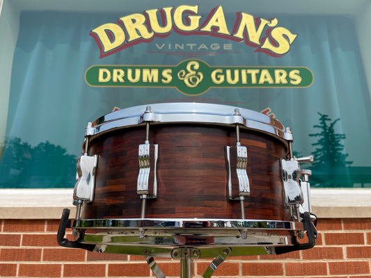 1980s SOTA 6x14 Segmented Rosewood Shell Snare Drum State Of The Art John Panazzo Styx