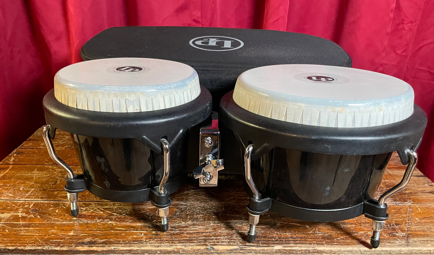Toca 7 & 8-1/2" Players Series Fiberglass Bongos Black w/ LP Carrying Bag 4070BK