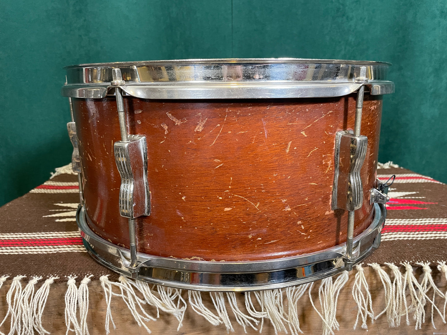 1950s WFL Ludwig 6.5x14 Auditorium Snare Drum Mahogany NOB Hoops