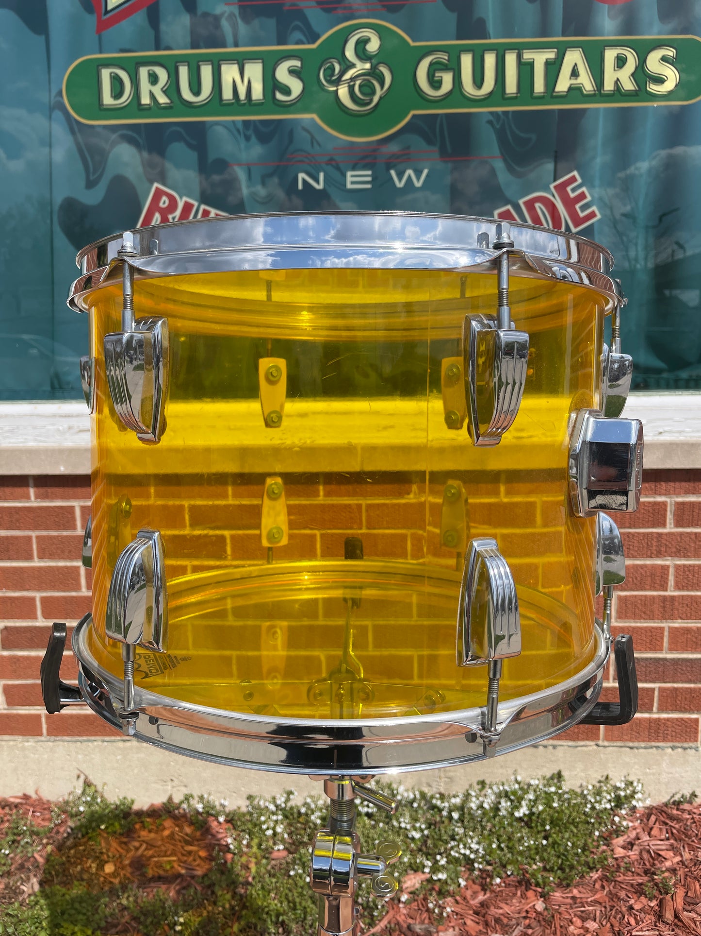 1970s Ludwig Vistalite 10x14 Tom Drum Yellow