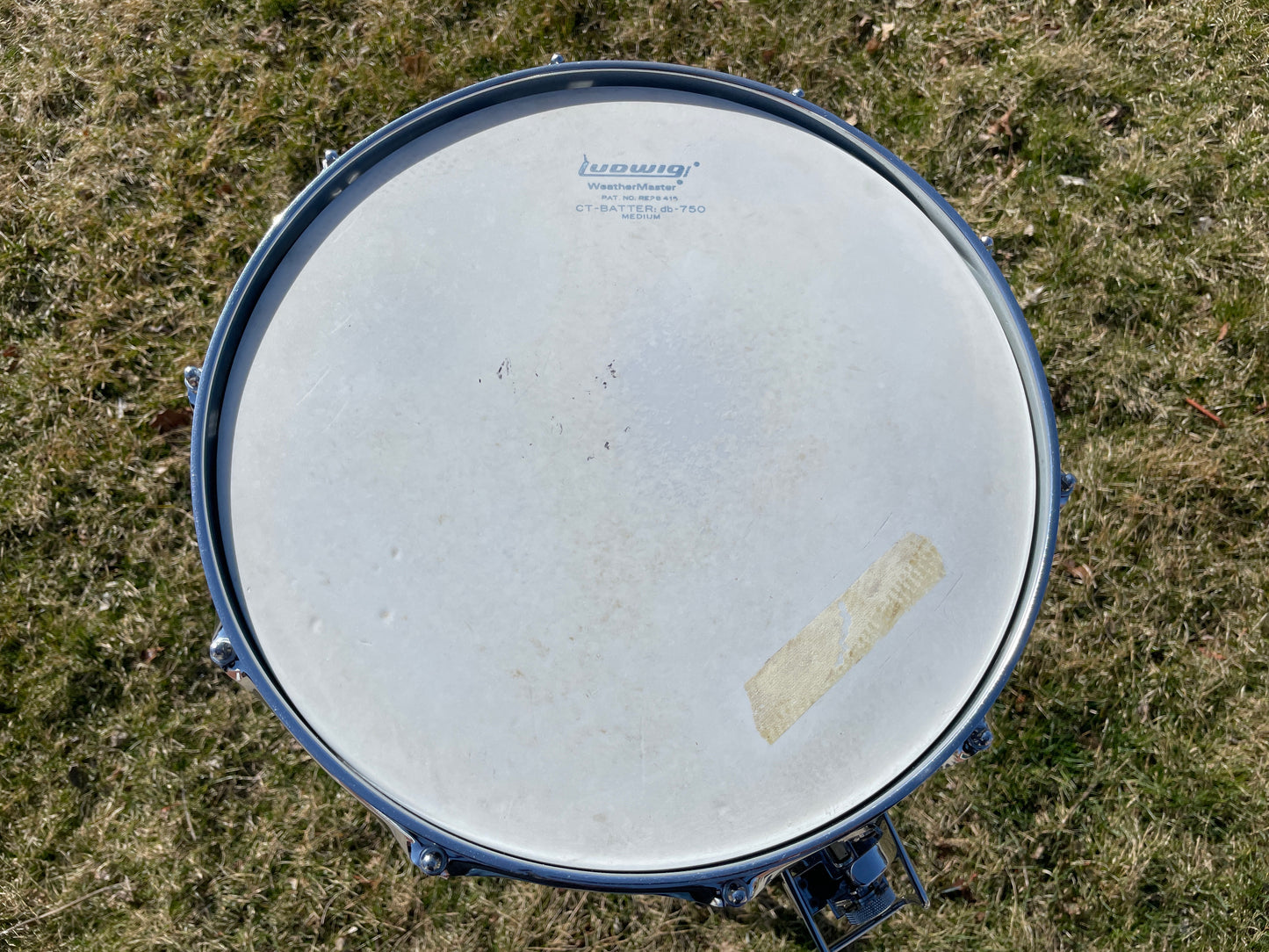 1970s Ludwig No. 410 Super Sensitive 5x14 Snare Drum Cut Badge Supraphonic