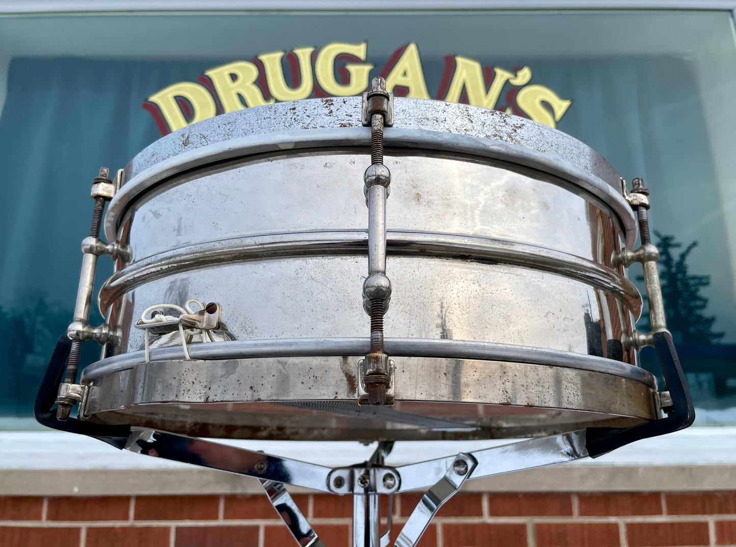 1920s Ludwig 5x14 Universal 2-Pc. Brass Shell Snare Drum Pioneer