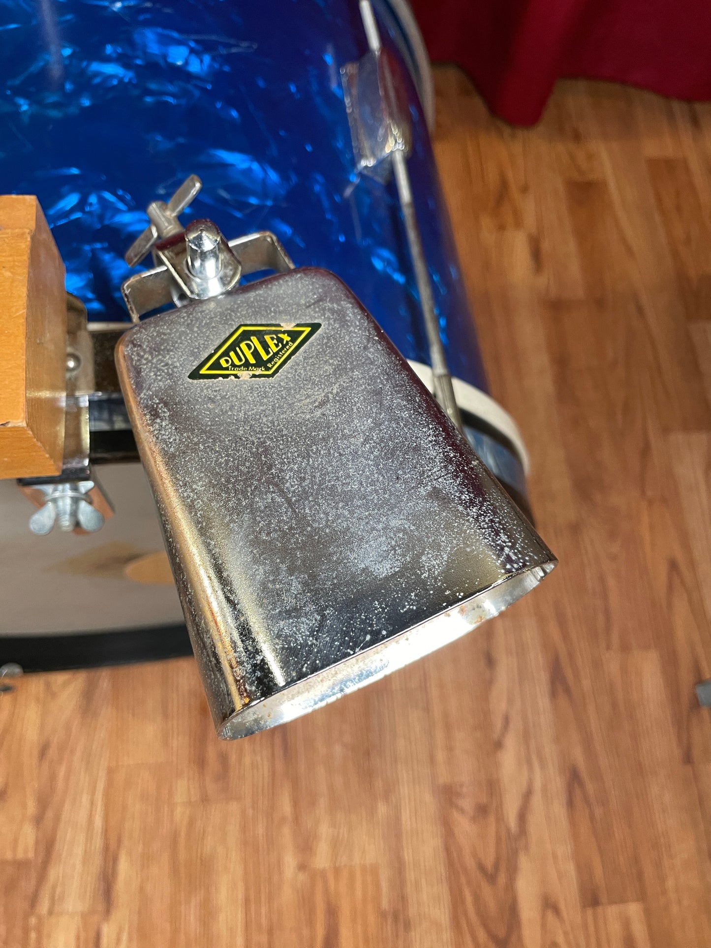 Vintage Duplex Cowbell and Tik-Tak 2-Step Wood Block Set w/ Mount