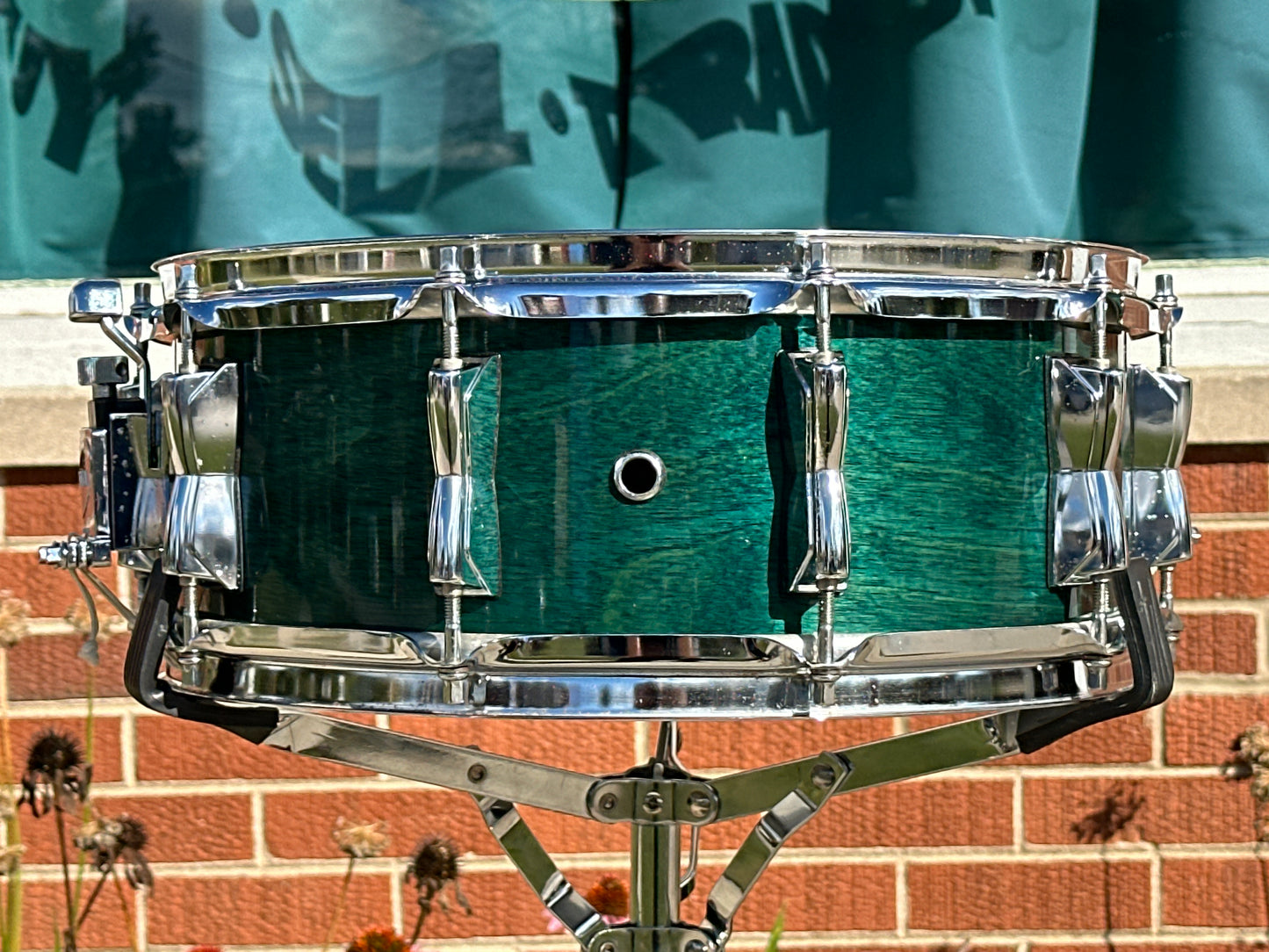 1994 Yamaha Birch Custom 5.5x14 Snare Drum Deep Aqua BSD-095 MIJ