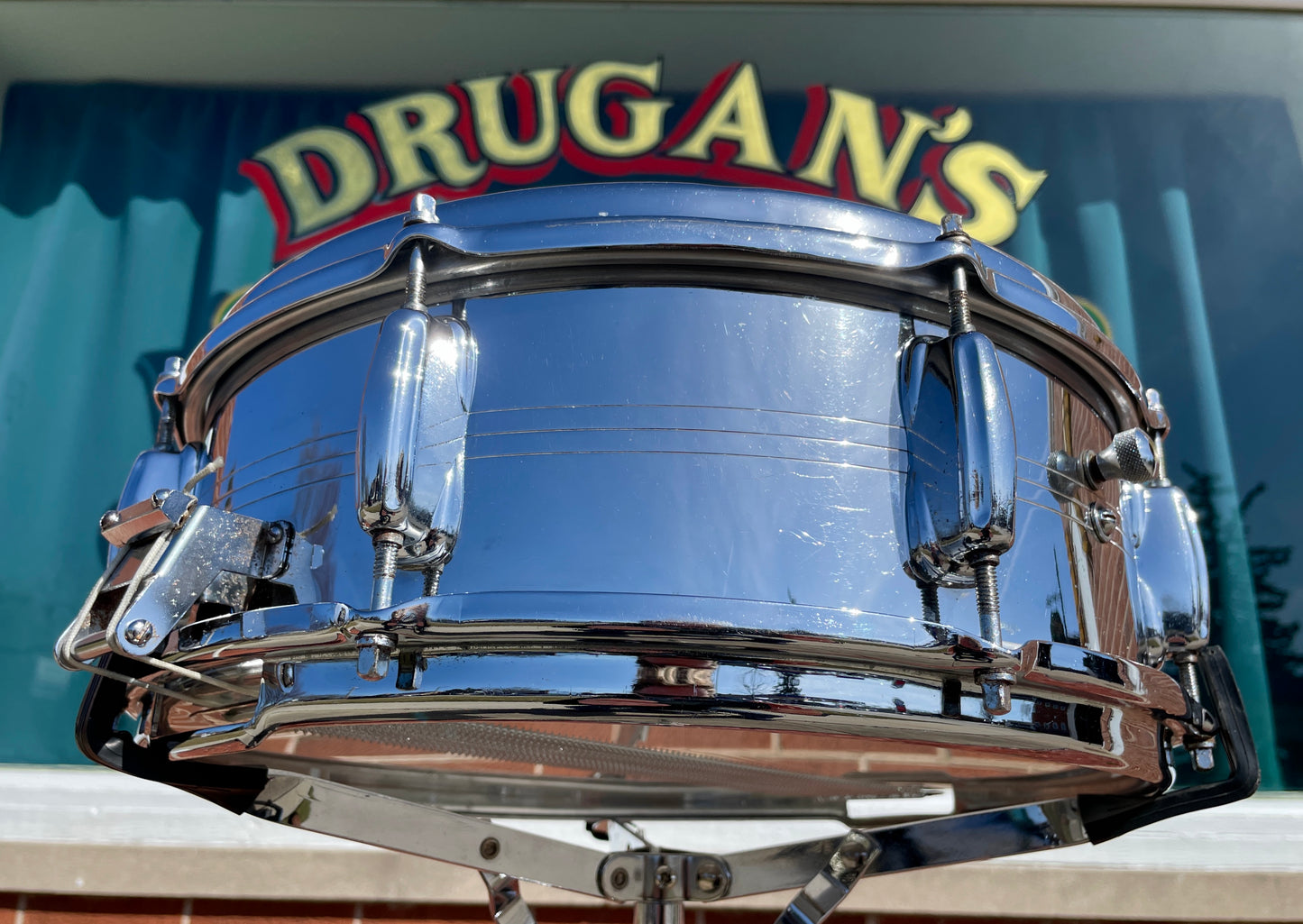 1960s Slingerland 5x14 No. 130 Gene Krupa Sound King 8 Lug Snare Drum Chrome Over Brass