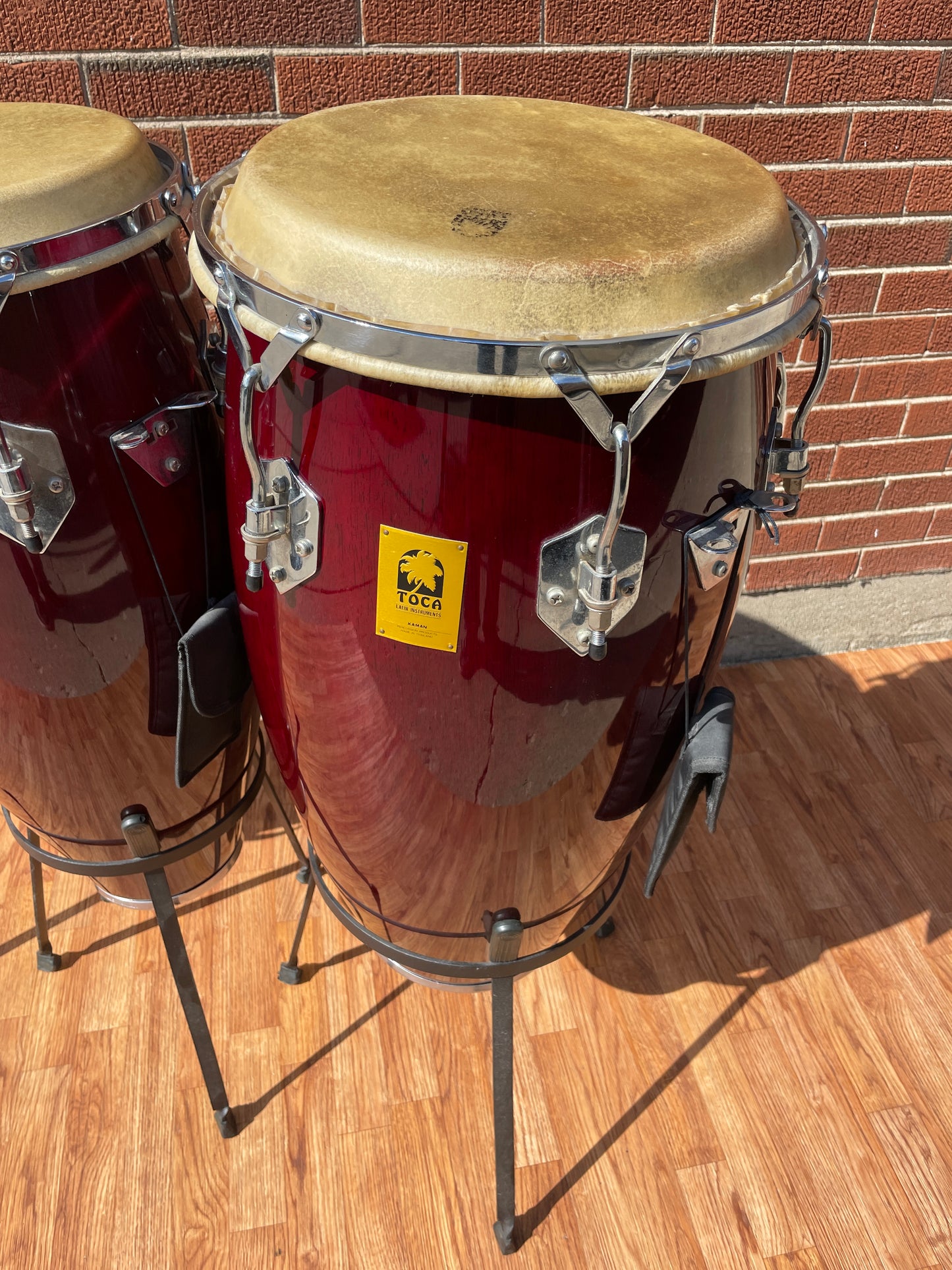 Toca Wood Conga Set of 3 w/ Stands - Requinto, Quinto, & Tumba