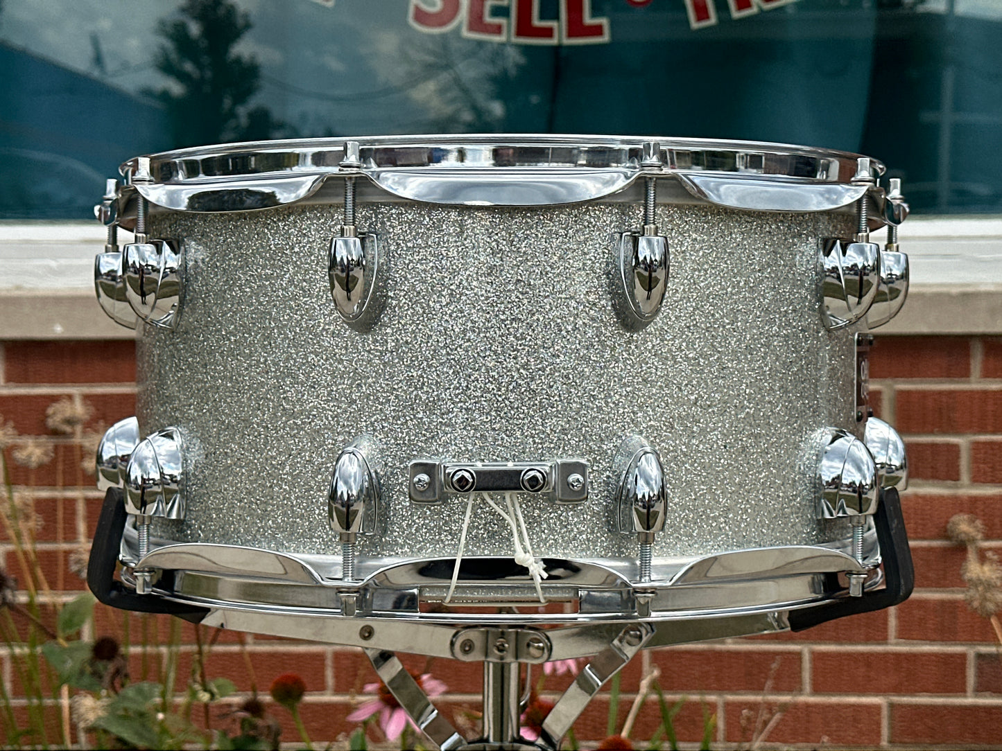 2007 Yamaha Oak Custom 7x14 Snare Drum Silver Sparkle MIJ NSD087A