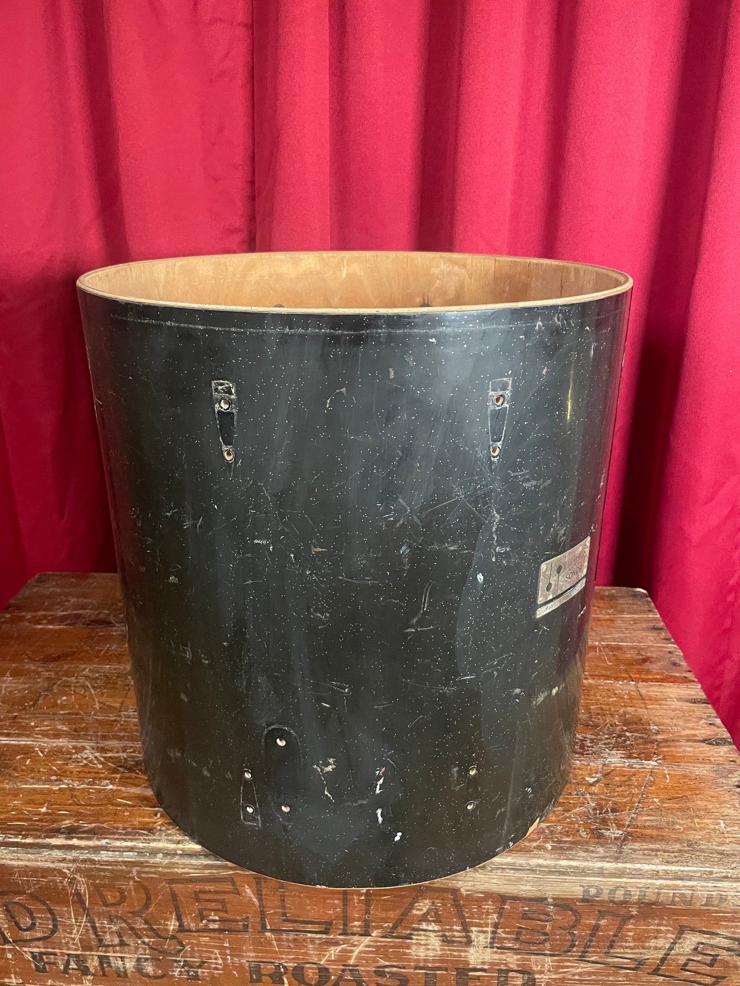 1971 Sonor Teardrop 16x16 Floor Tom Shell Black Silver Speckle 40cm