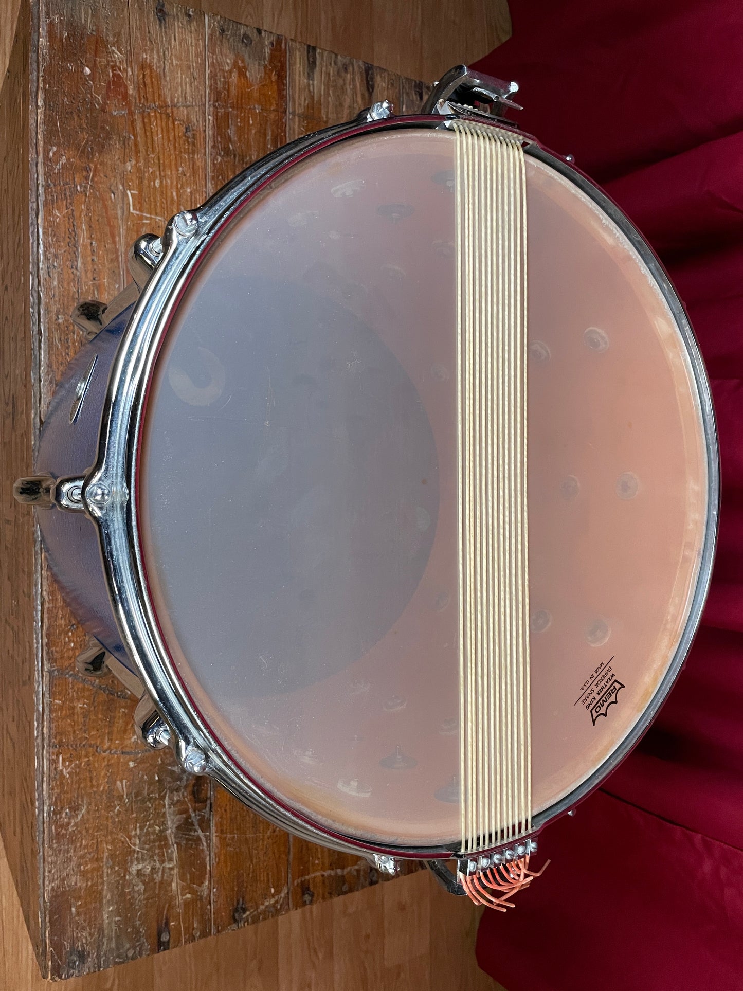 1970s Slingerland 12x15 Marching Snare Drum Blue Sparkle