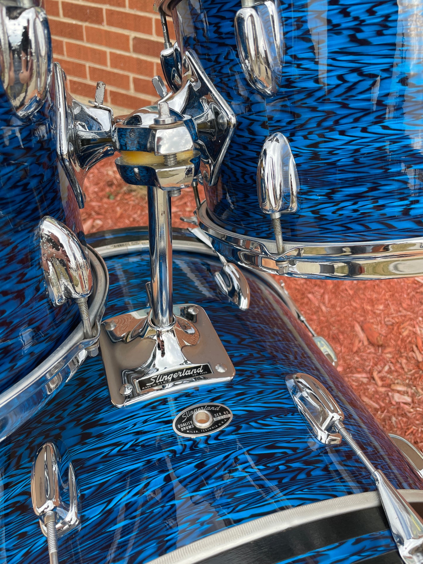 1970s Slingerland New Rock Outfit No. 50 N Blue Agate Catalog Drum Set 20/12/13/16