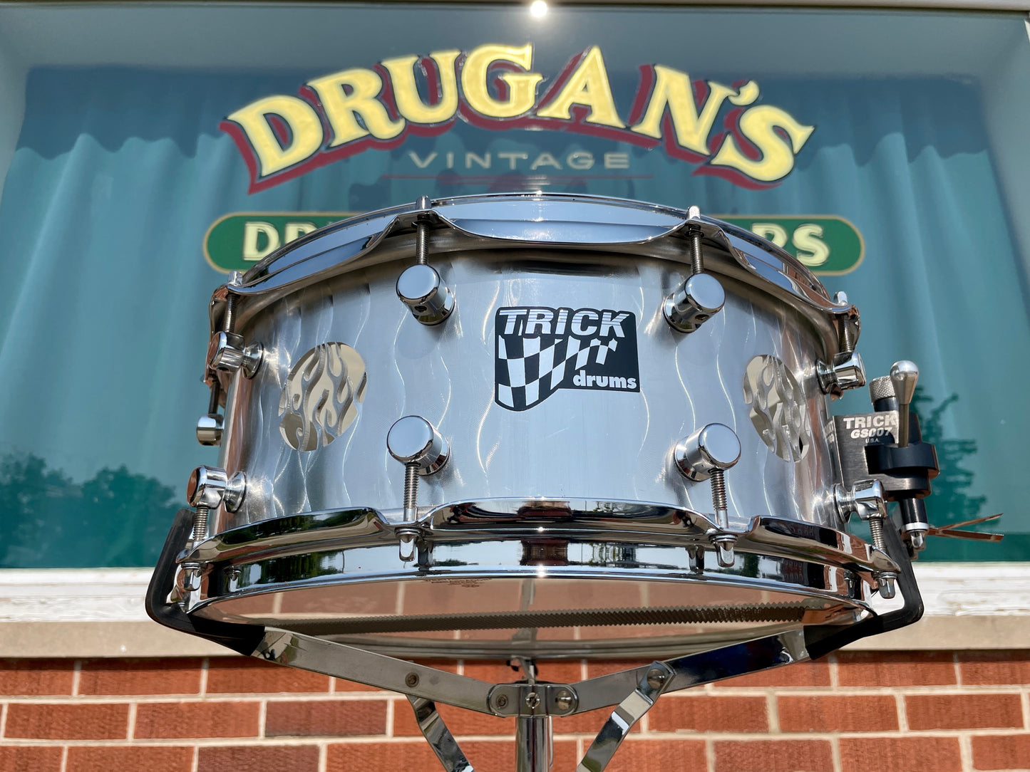 Trick 6x14 Vented Snare Drum Aluminum Shell GS007 Throw-Off