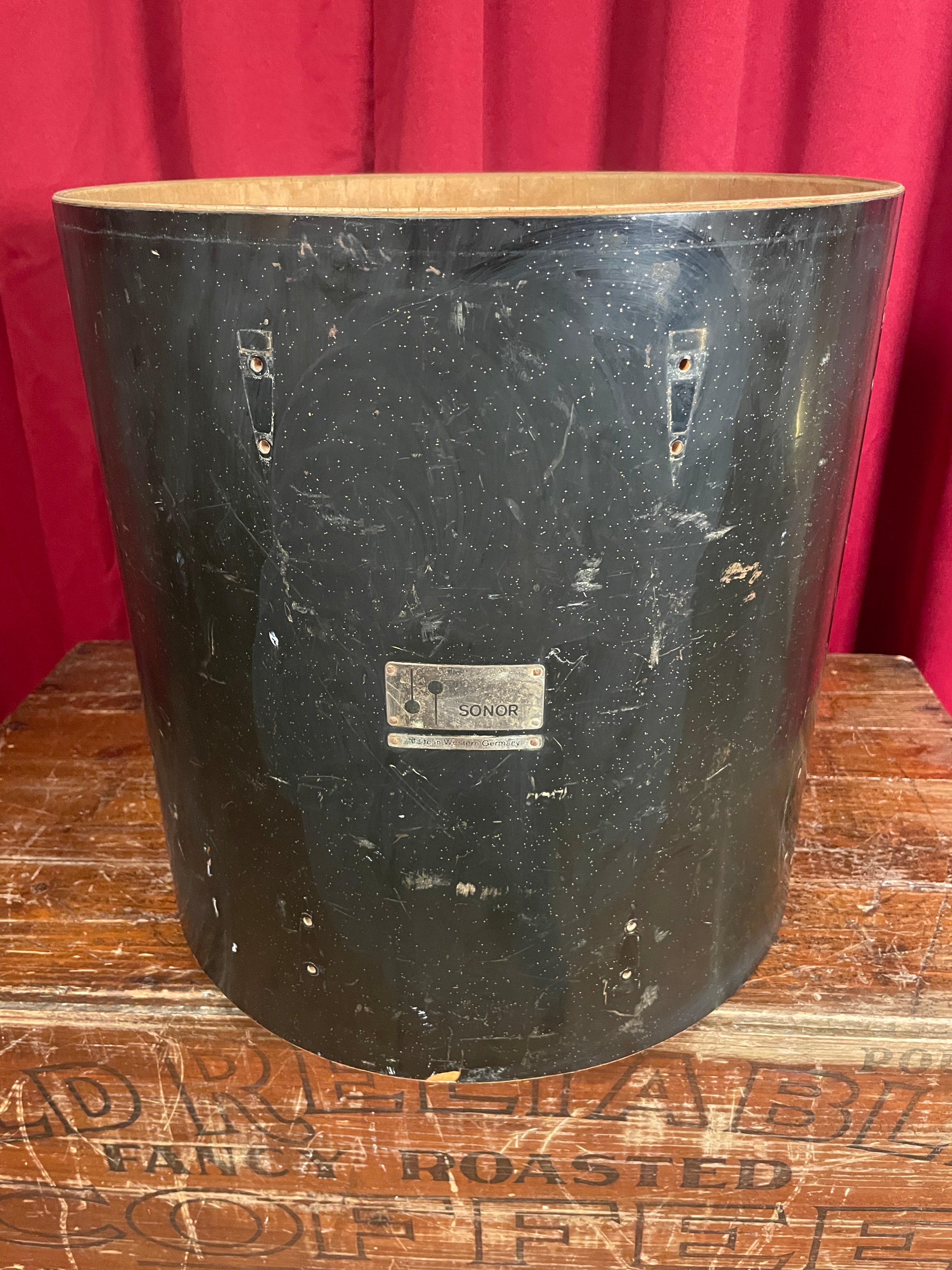 1971 Sonor Teardrop 16x16 Floor Tom Shell Black Silver Speckle 40cm ...