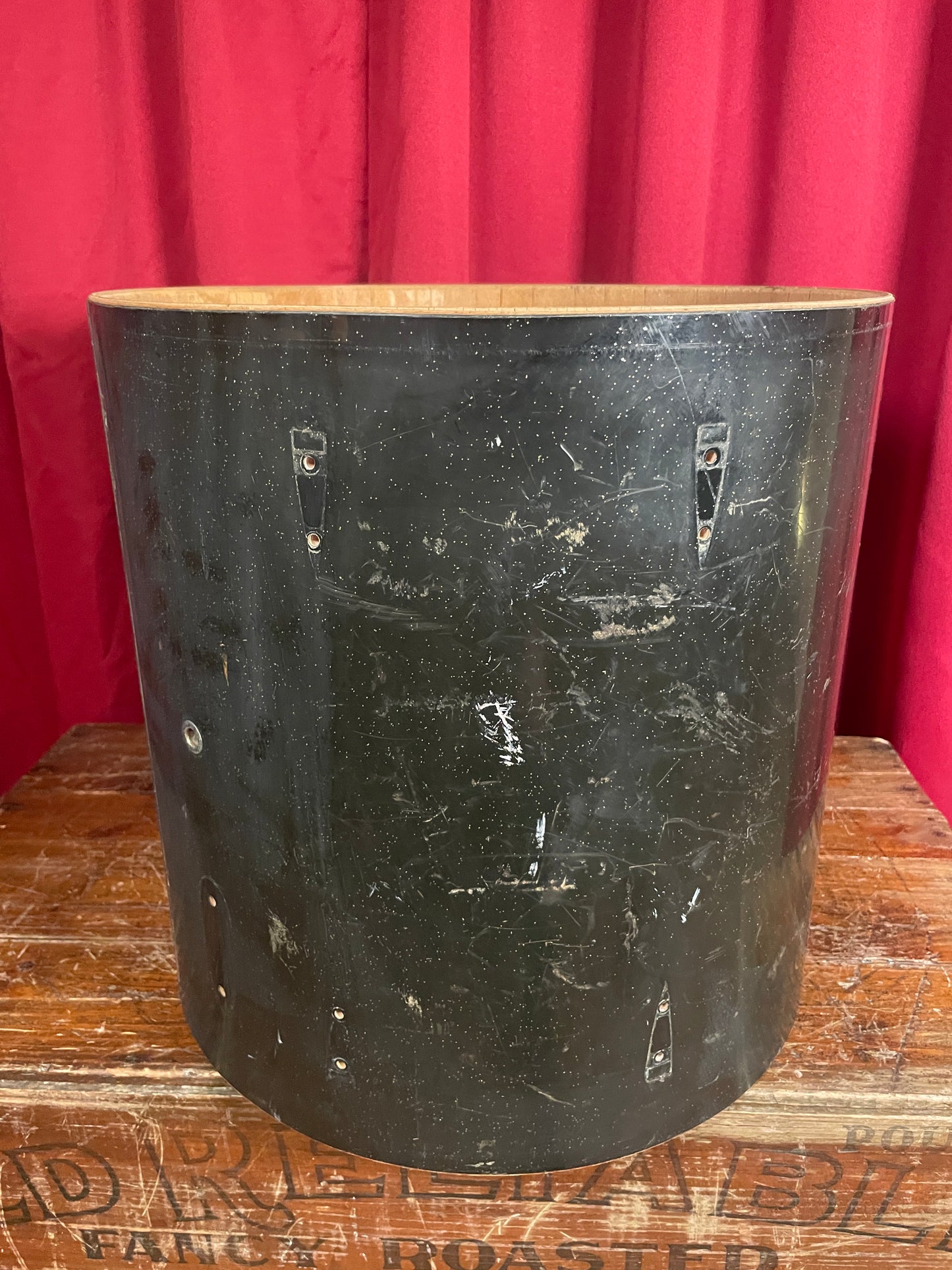 1971 Sonor Teardrop 16x16 Floor Tom Shell Black Silver Speckle 40cm