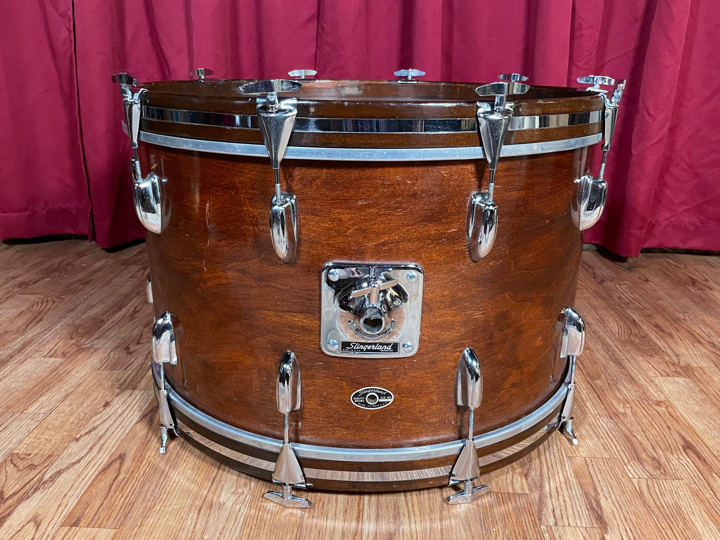 1970s Slingerland 14x24 Sound King Bass Drum Walnut 3 Ply
