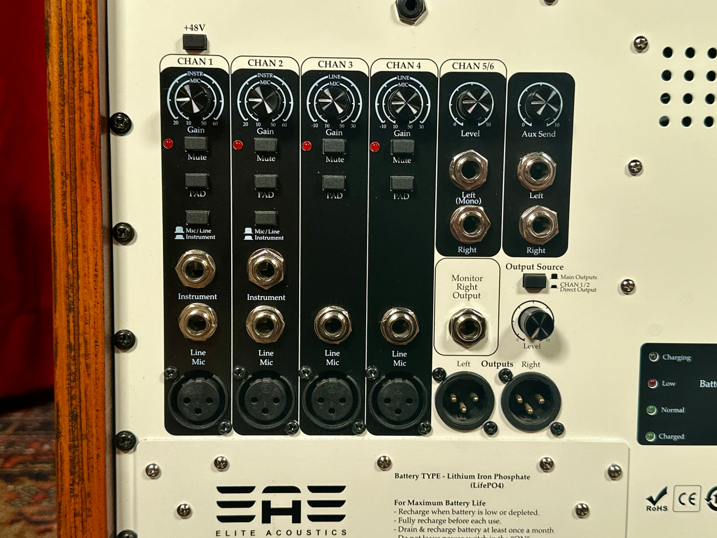Elite Acoustics D6-58 120-Watt Rechargeable 8” + 5” Acoustic Guitar/Multi-Chan Amplifier w/ Gig Bag