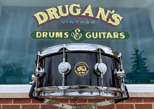 1980s DW Collector's Series 6x14 Snare Drum Black Drum Workshop Keller Shell