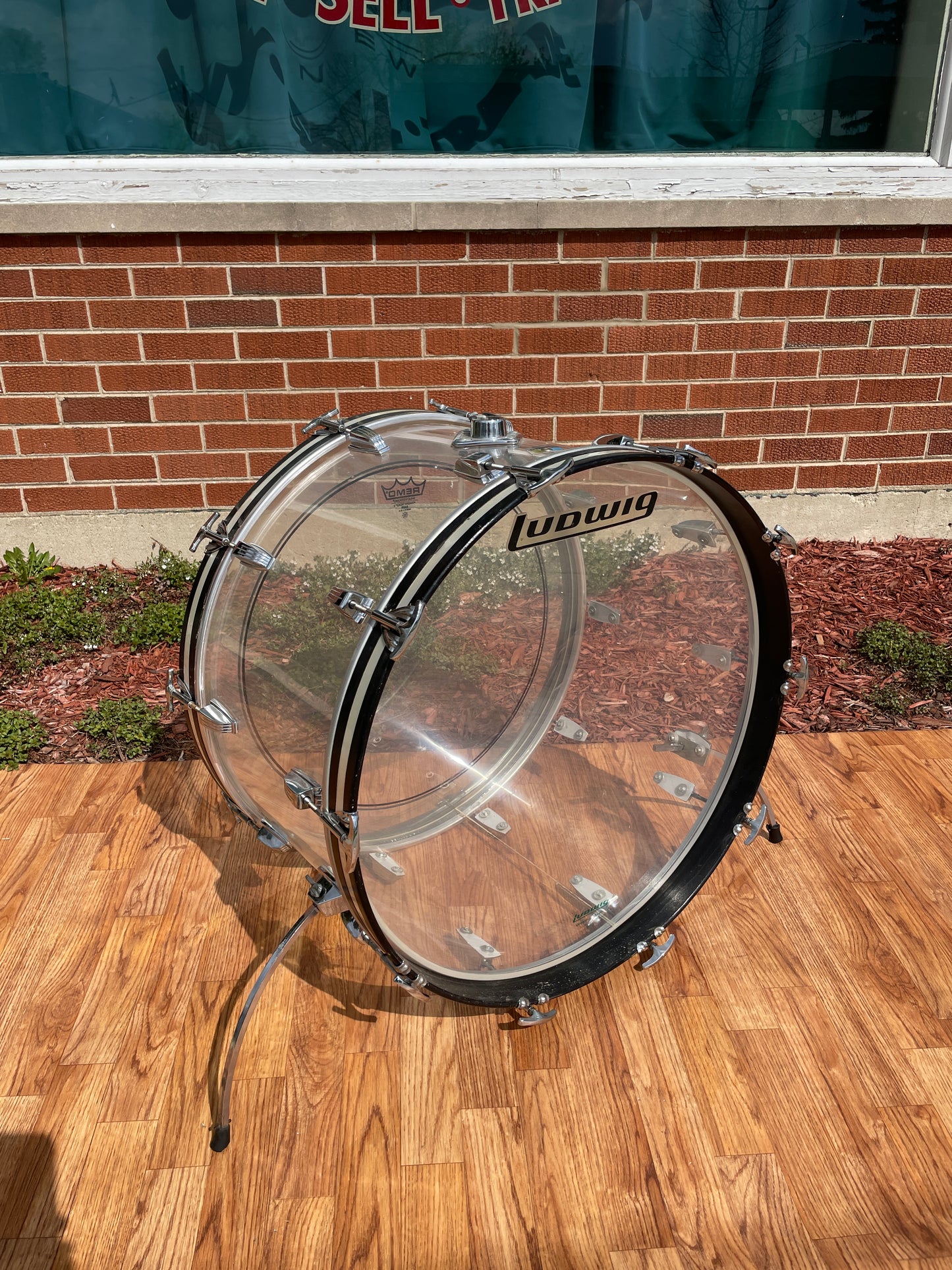 1970s Ludwig 14x24 Vistalite Bass Drum Clear