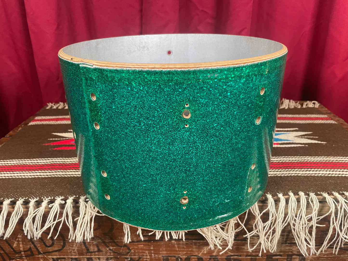1960s Gretsch 8x12 Round Badge Tom Shell 8-Lug Green Sparkle Rewrap 12x8